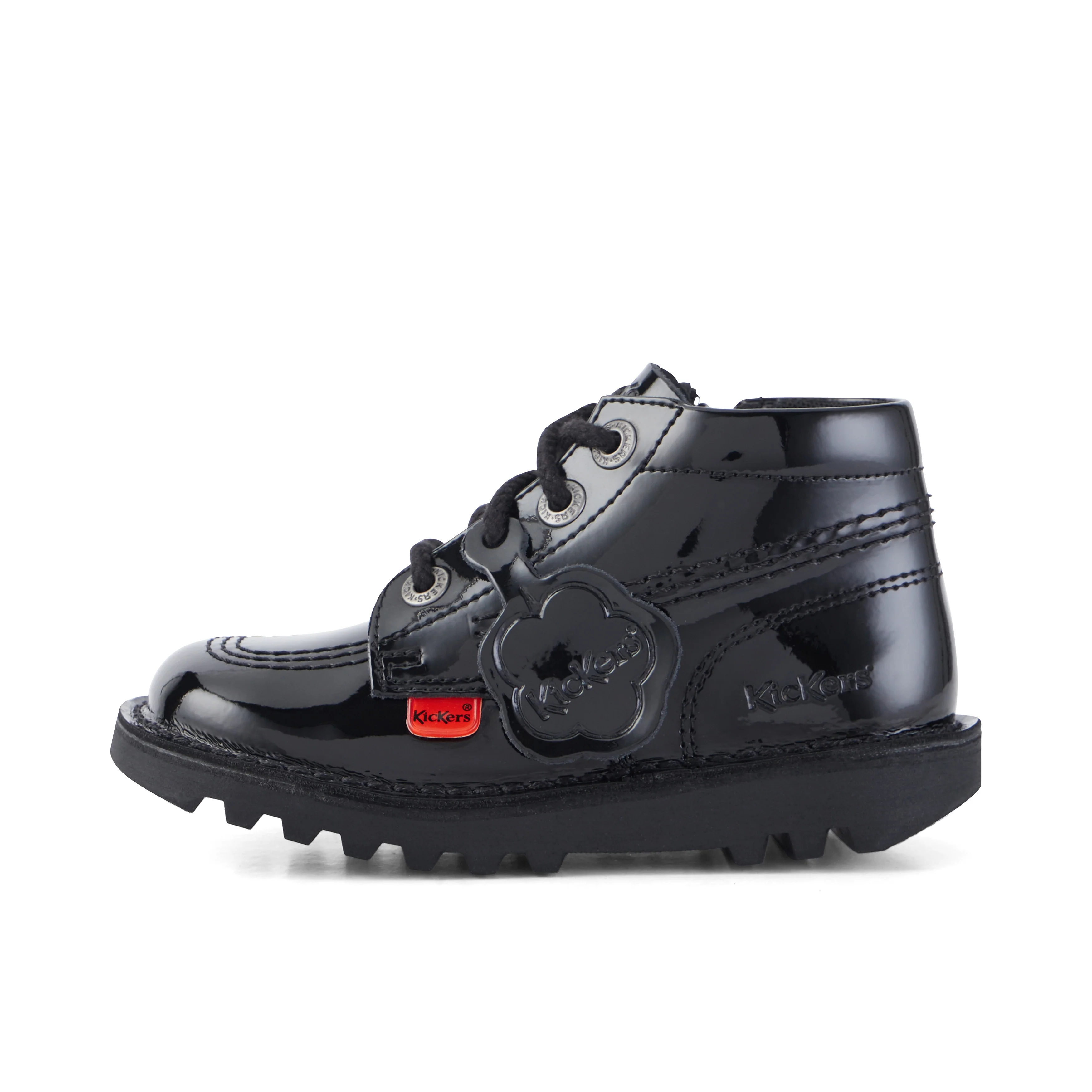 Infant Unisex Kick Hi Zip Patent Leather Black