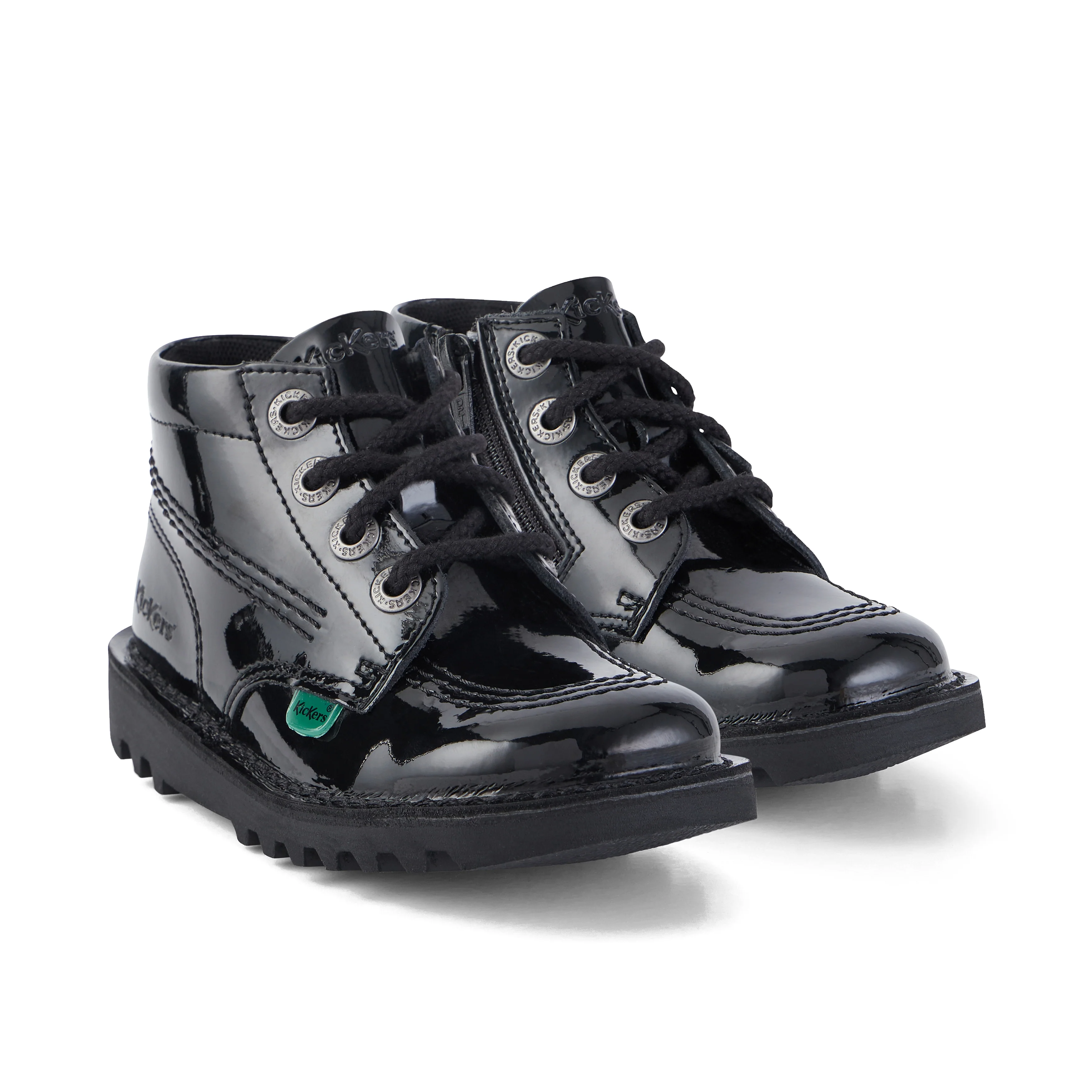 Infant Unisex Kick Hi Zip Patent Leather Black - Image 3