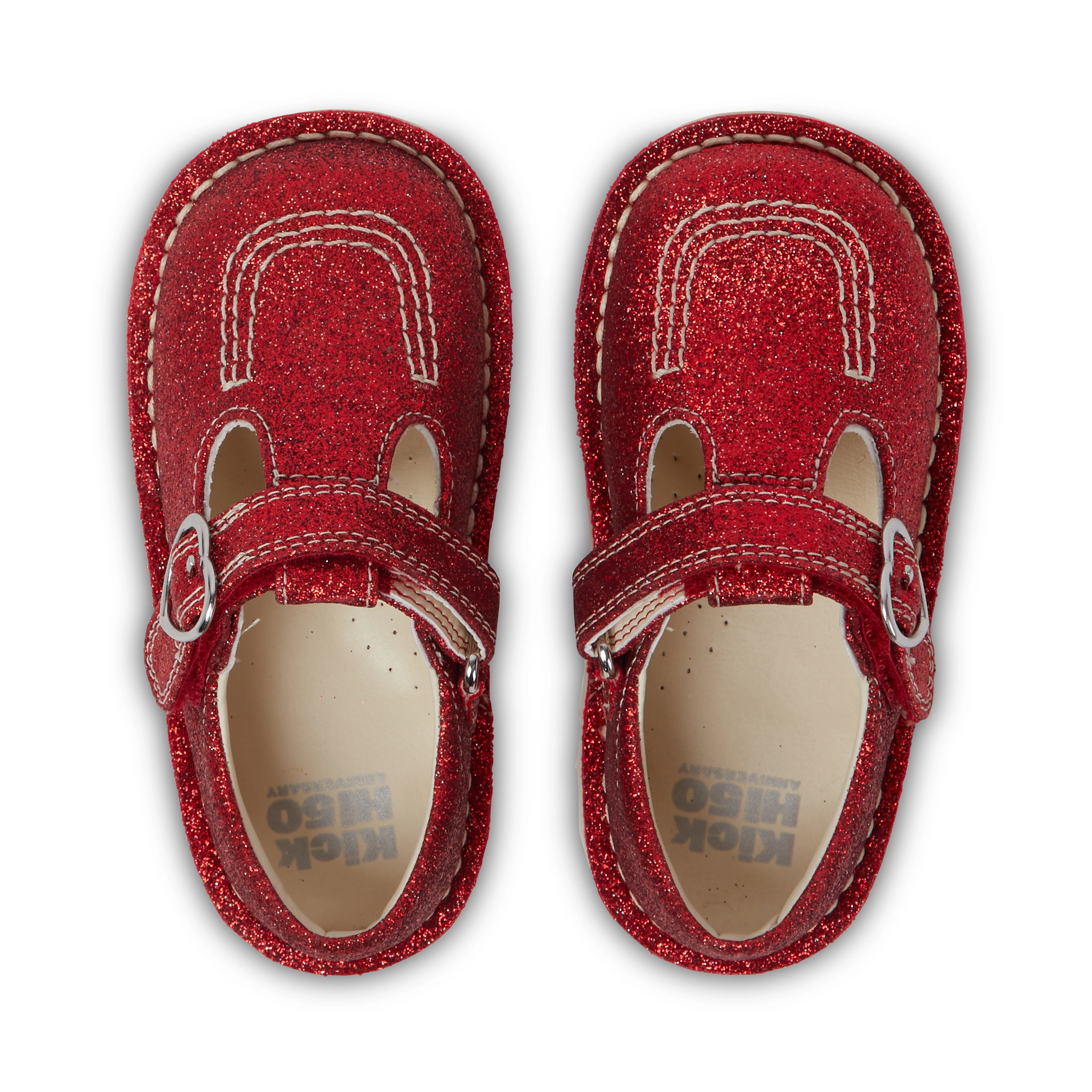 Infant Unisex Kick T-Bar Glitter Shoes Red - Image 4