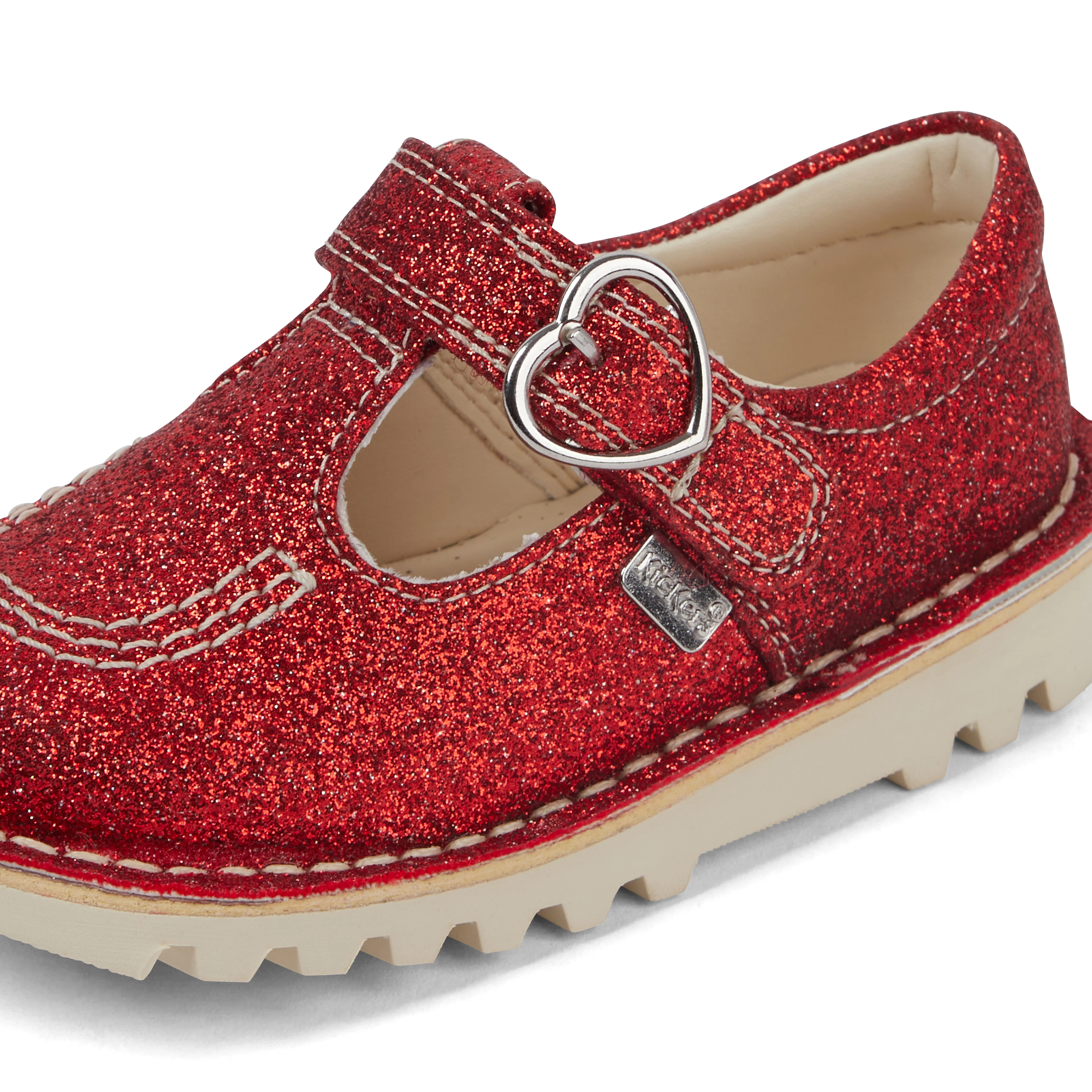 Infant Unisex Kick T-Bar Glitter Shoes Red - Image 6