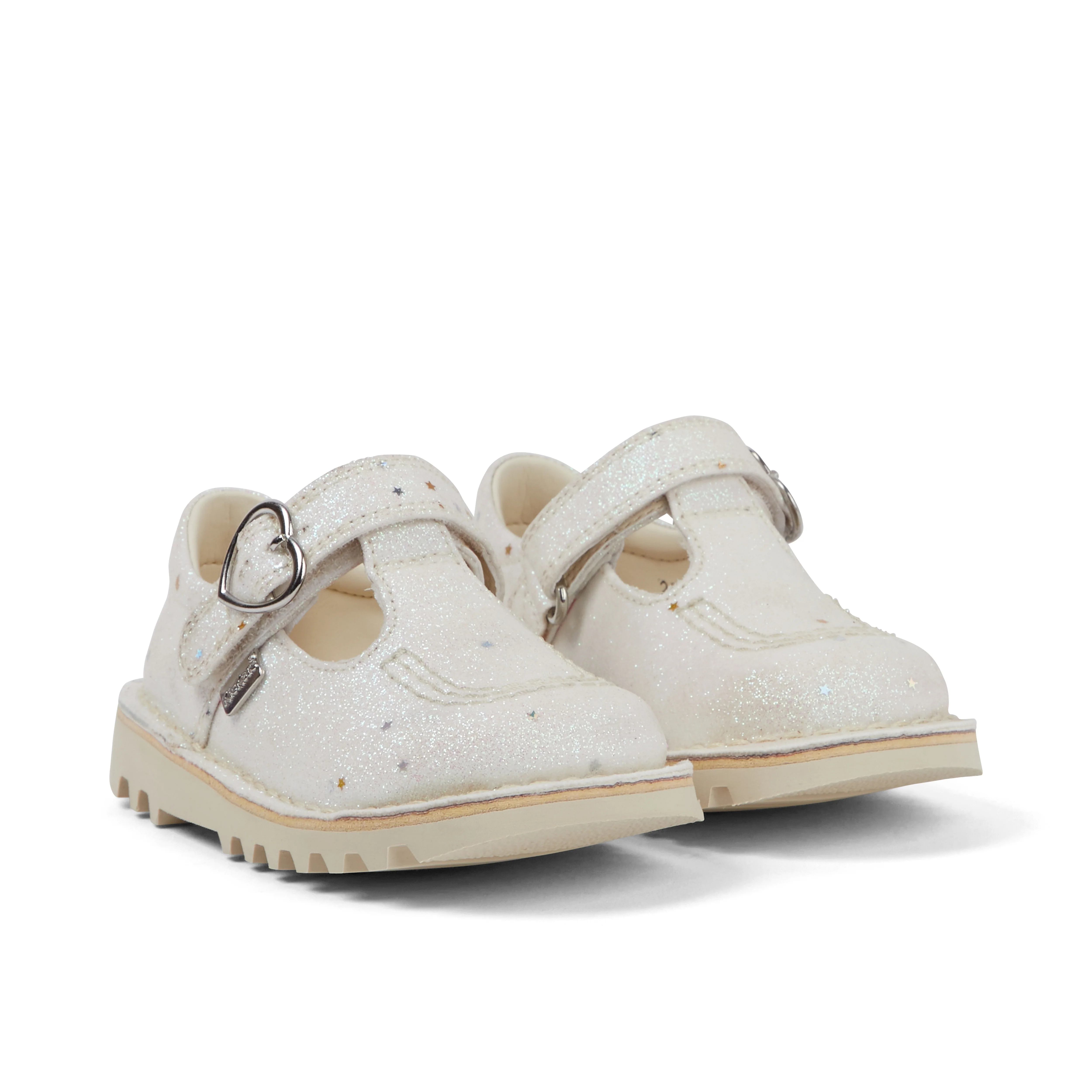 Infant Unisex Kick T-Bar Glitter Shoes White - Image 3