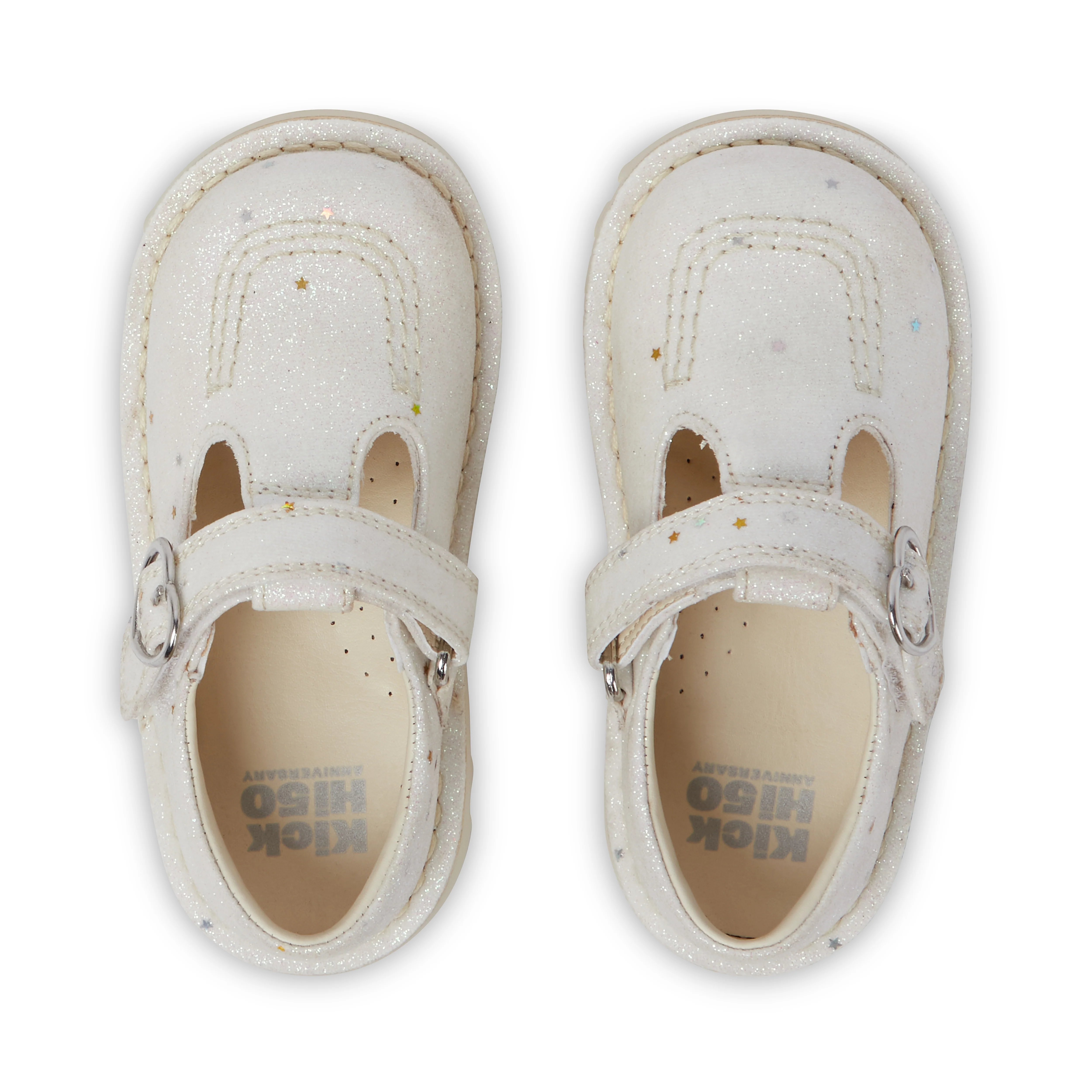 Infant Unisex Kick T-Bar Glitter Shoes White - Image 4
