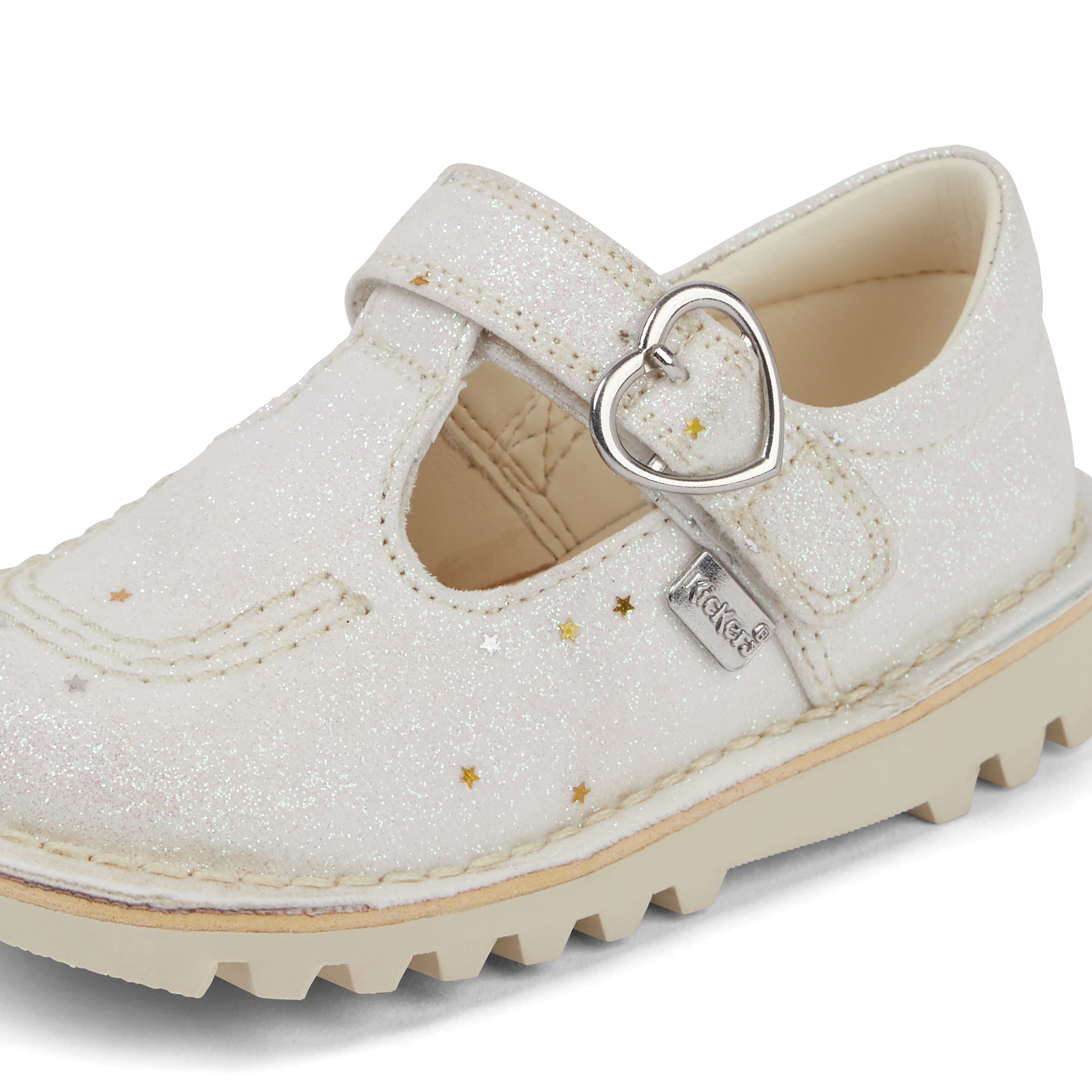 Infant Unisex Kick T-Bar Glitter Shoes White - Image 6