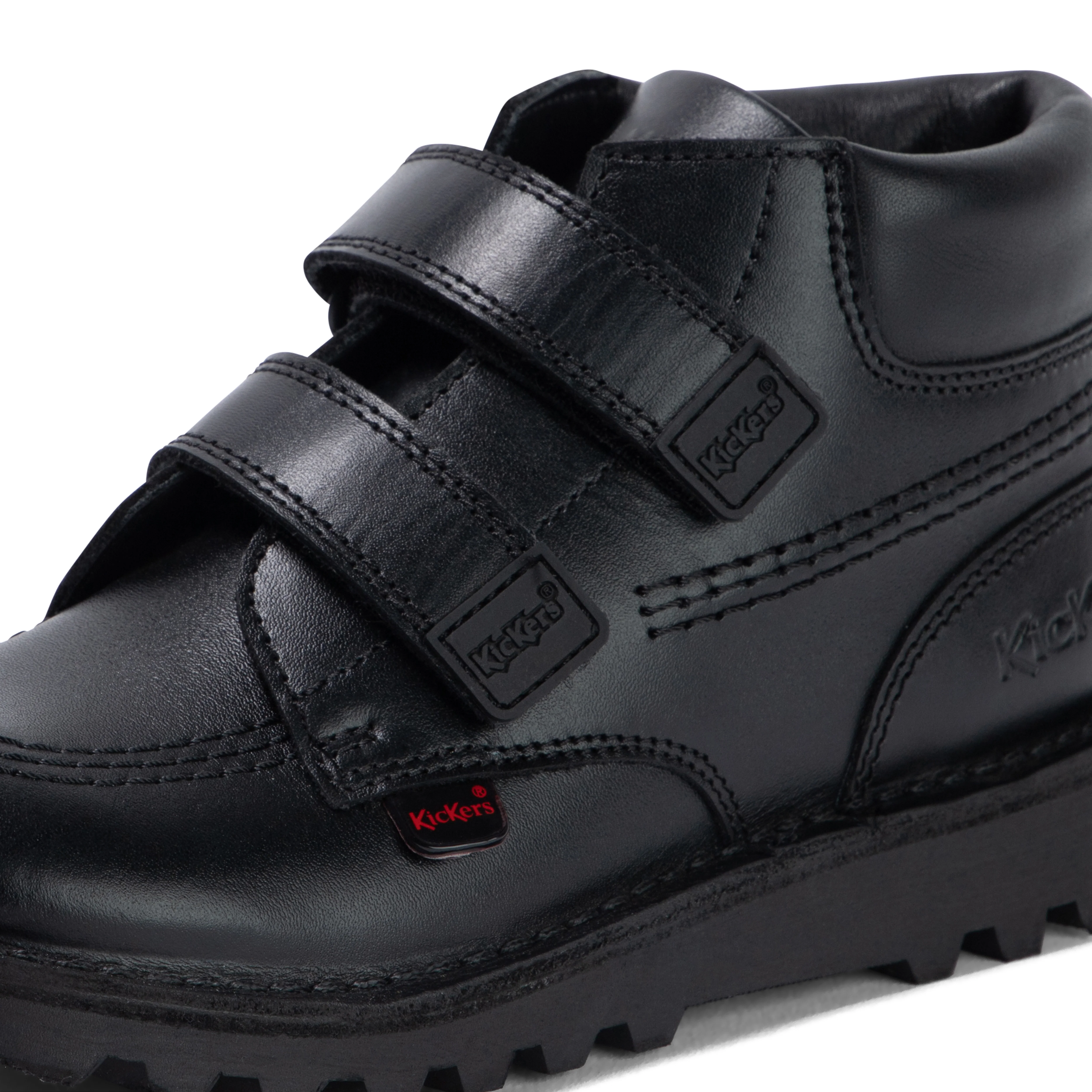 Junior Boys Kick Hi Roll Leather Black - Image 6