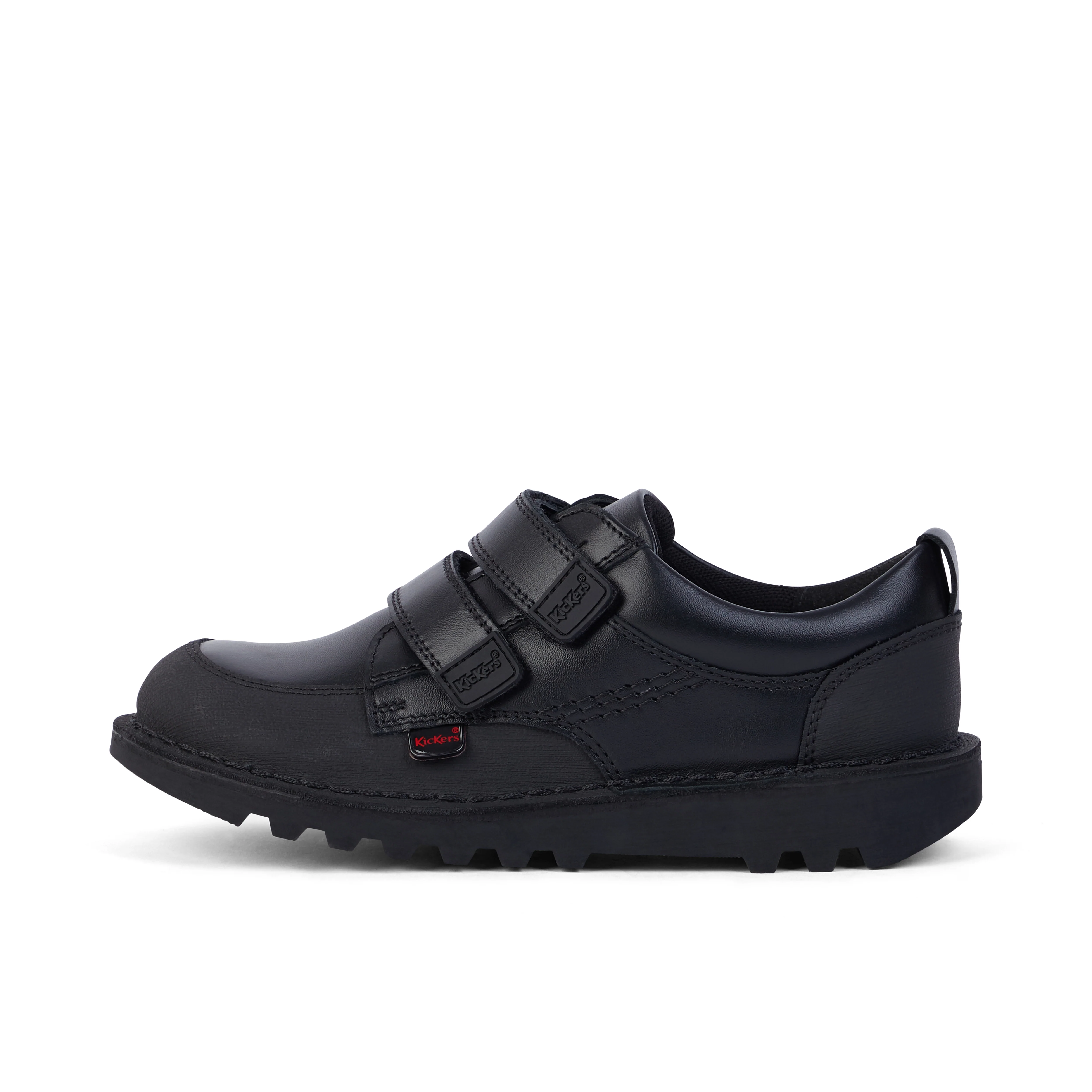 Junior Boys Kick Scuff Twin Leather Black