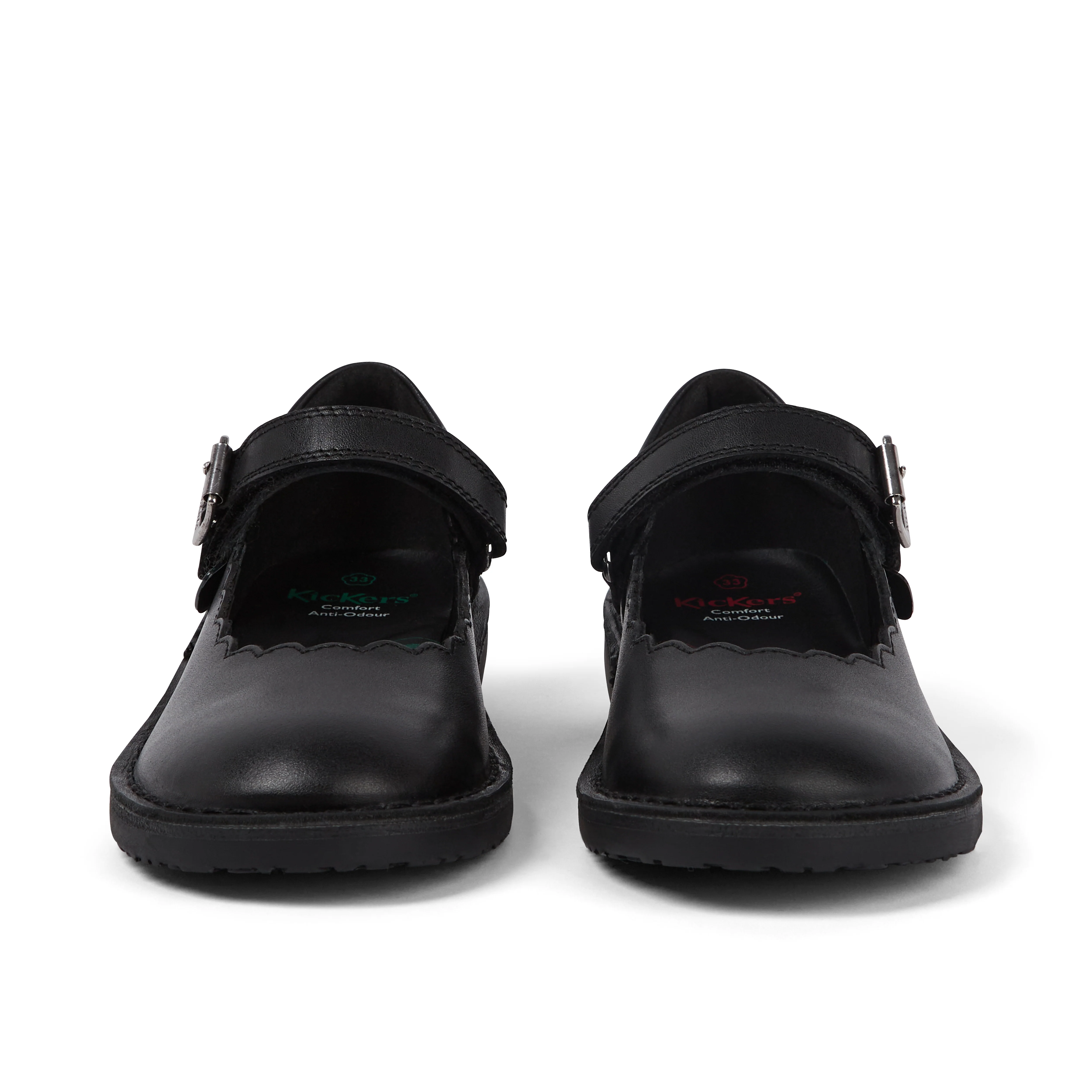 Junior Girls Adlar MJ Scallop Leather Black - Image 2