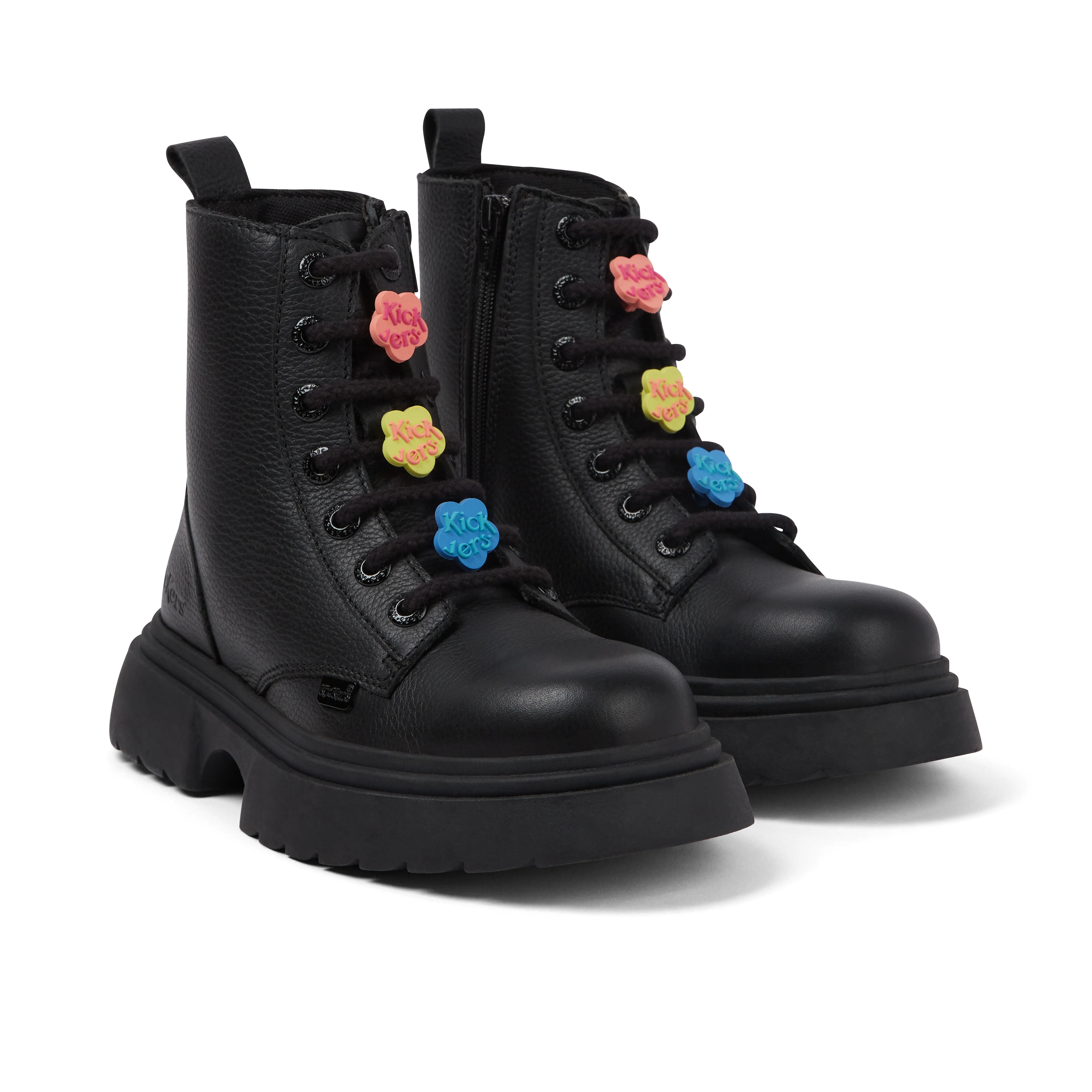 Junior Girls Kenzi Boot Charm Leather Black - Image 3