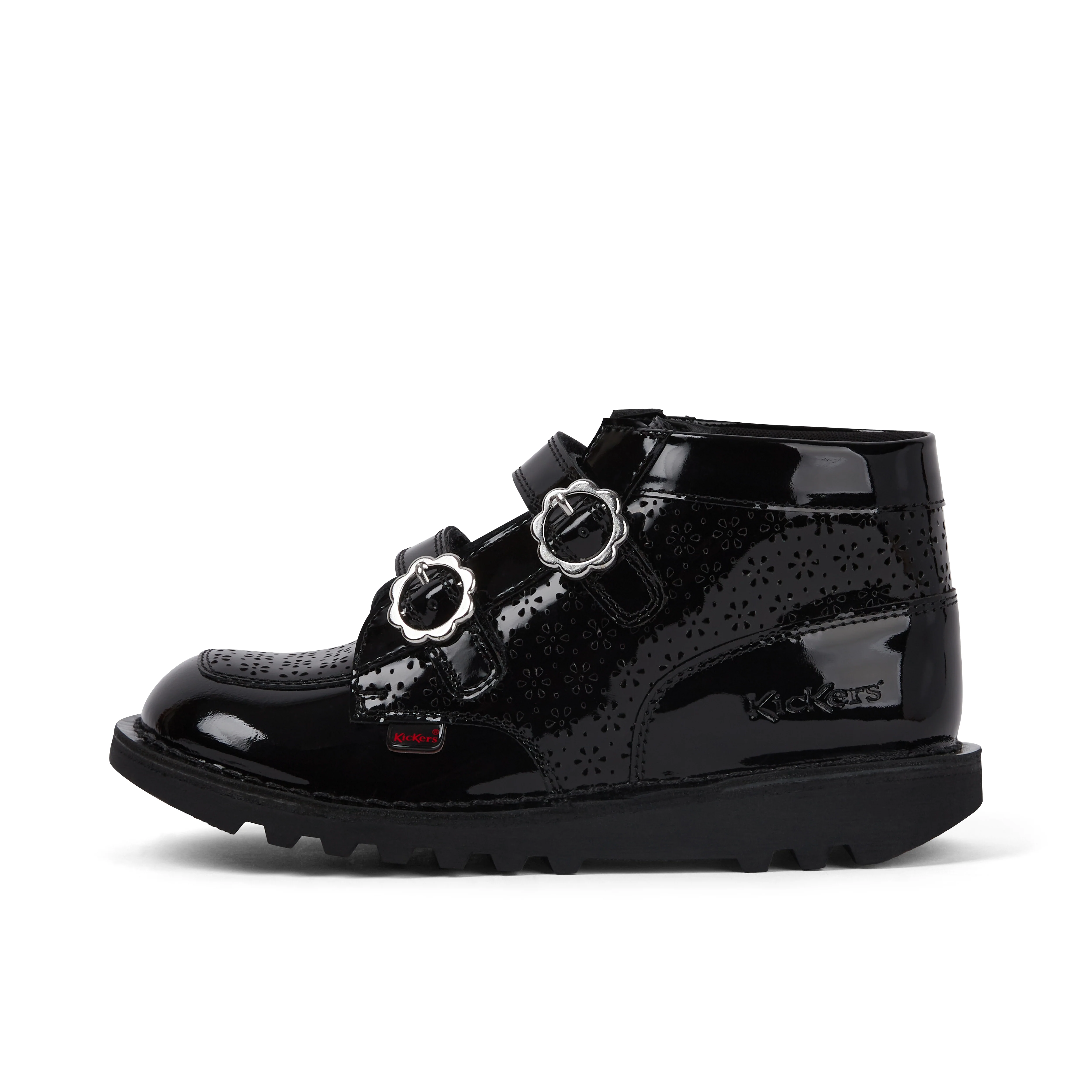 Junior Girls Kick Hi Meadow Patent Leather Boots Black