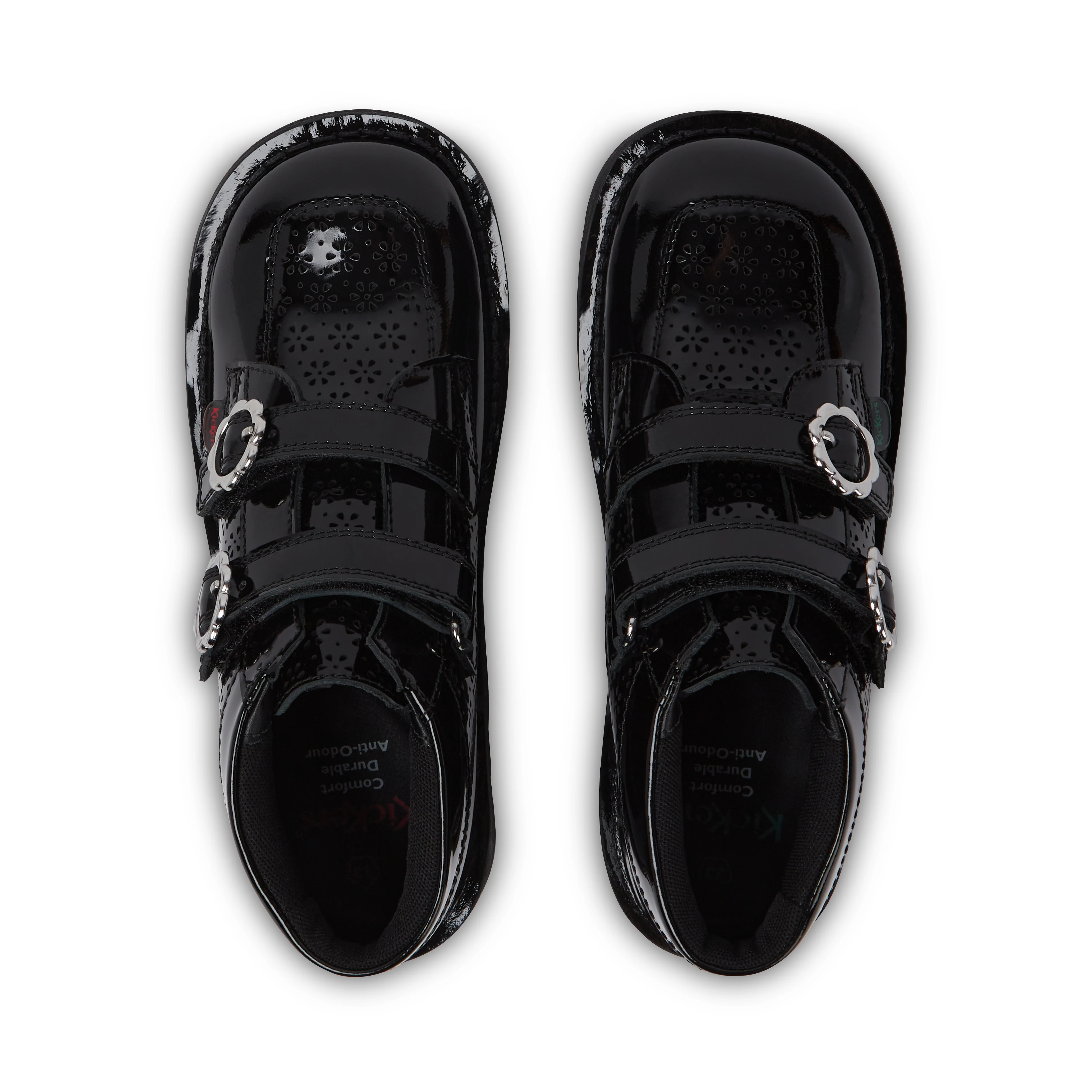 Junior Girls Kick Hi Meadow Patent Leather Boots Black - Image 4