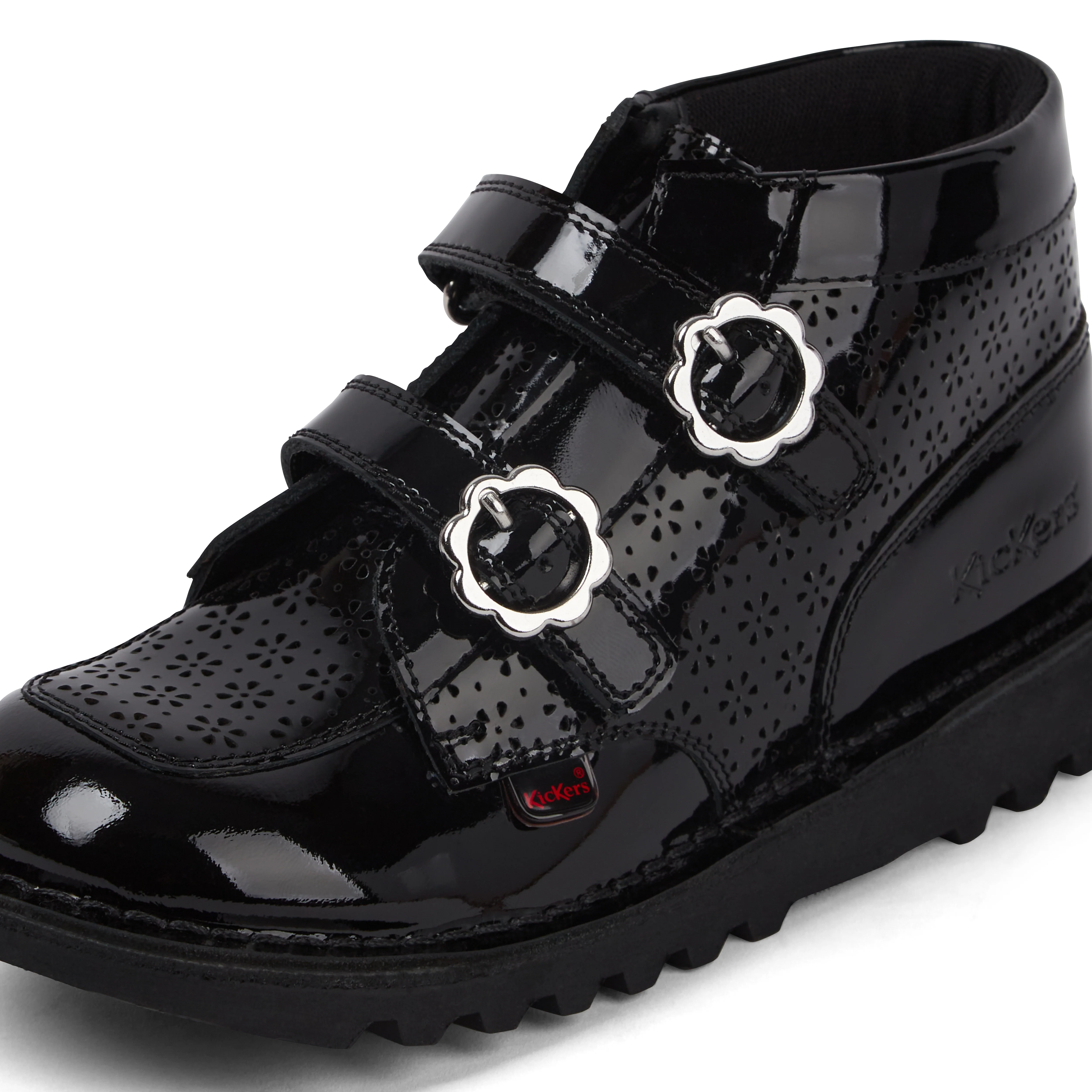 Junior Girls Kick Hi Meadow Patent Leather Boots Black - Image 6