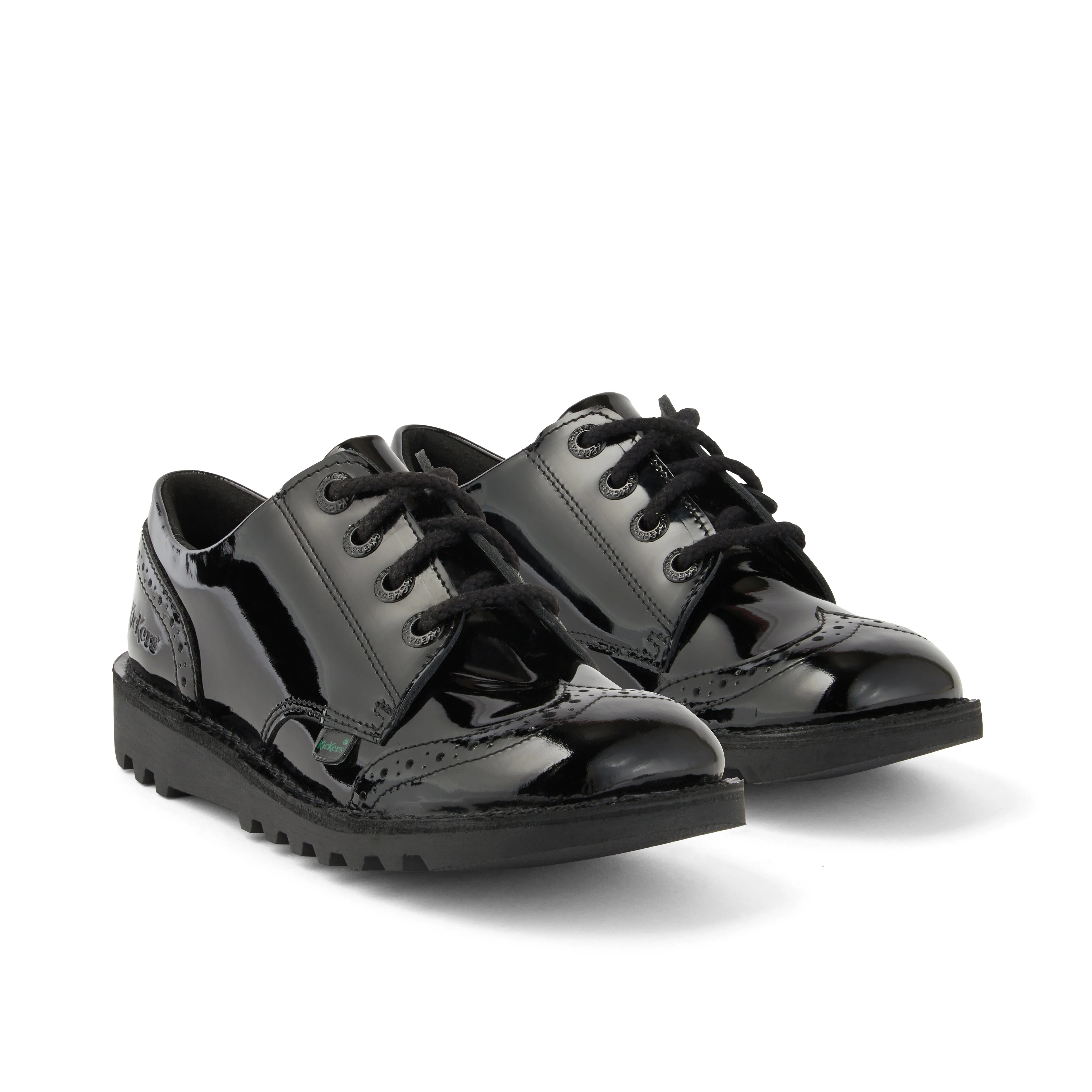 Junior Girls Kick Lo Brogue Patent Leather Black - Image 3