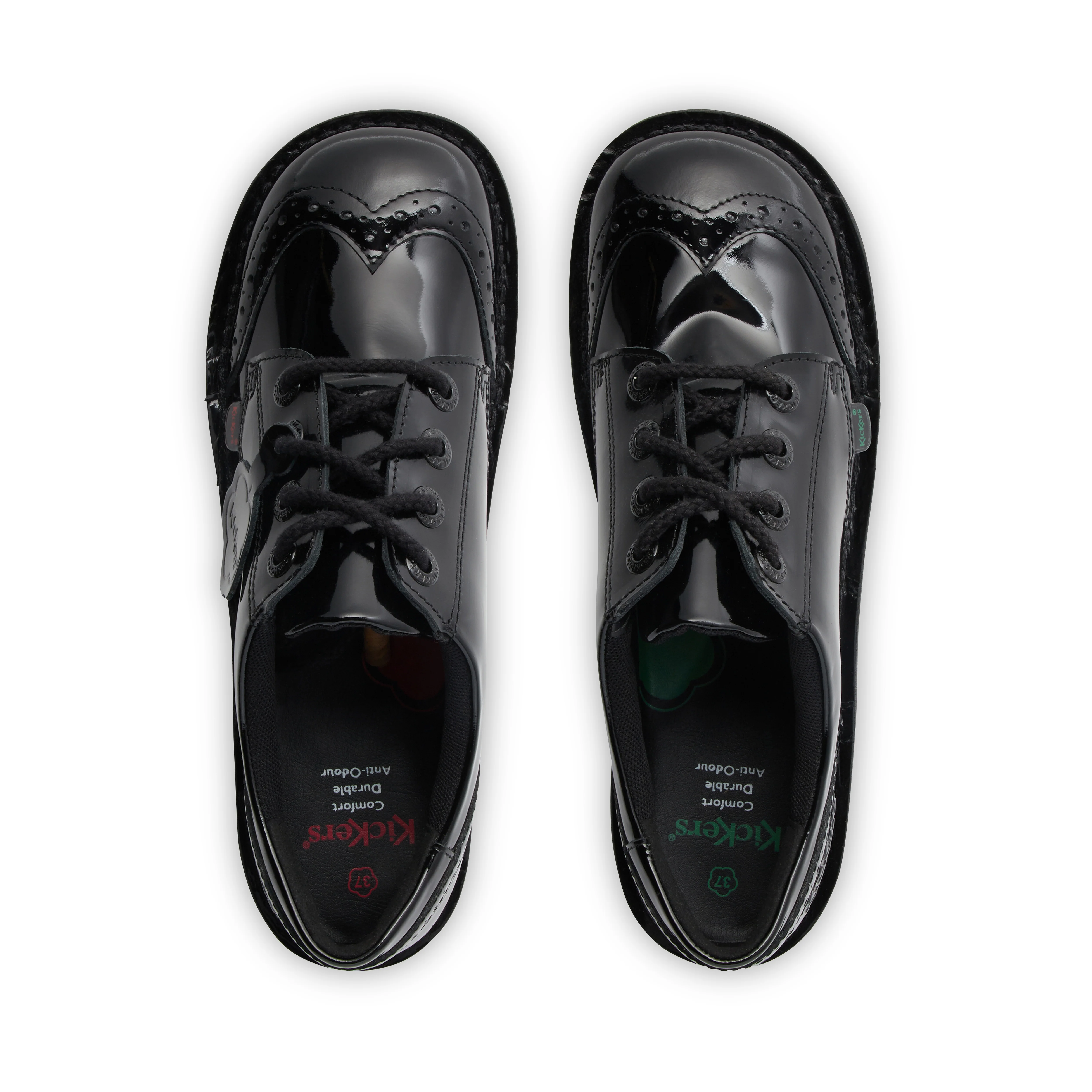 Junior Girls Kick Lo Brogue Patent Leather Black - Image 4