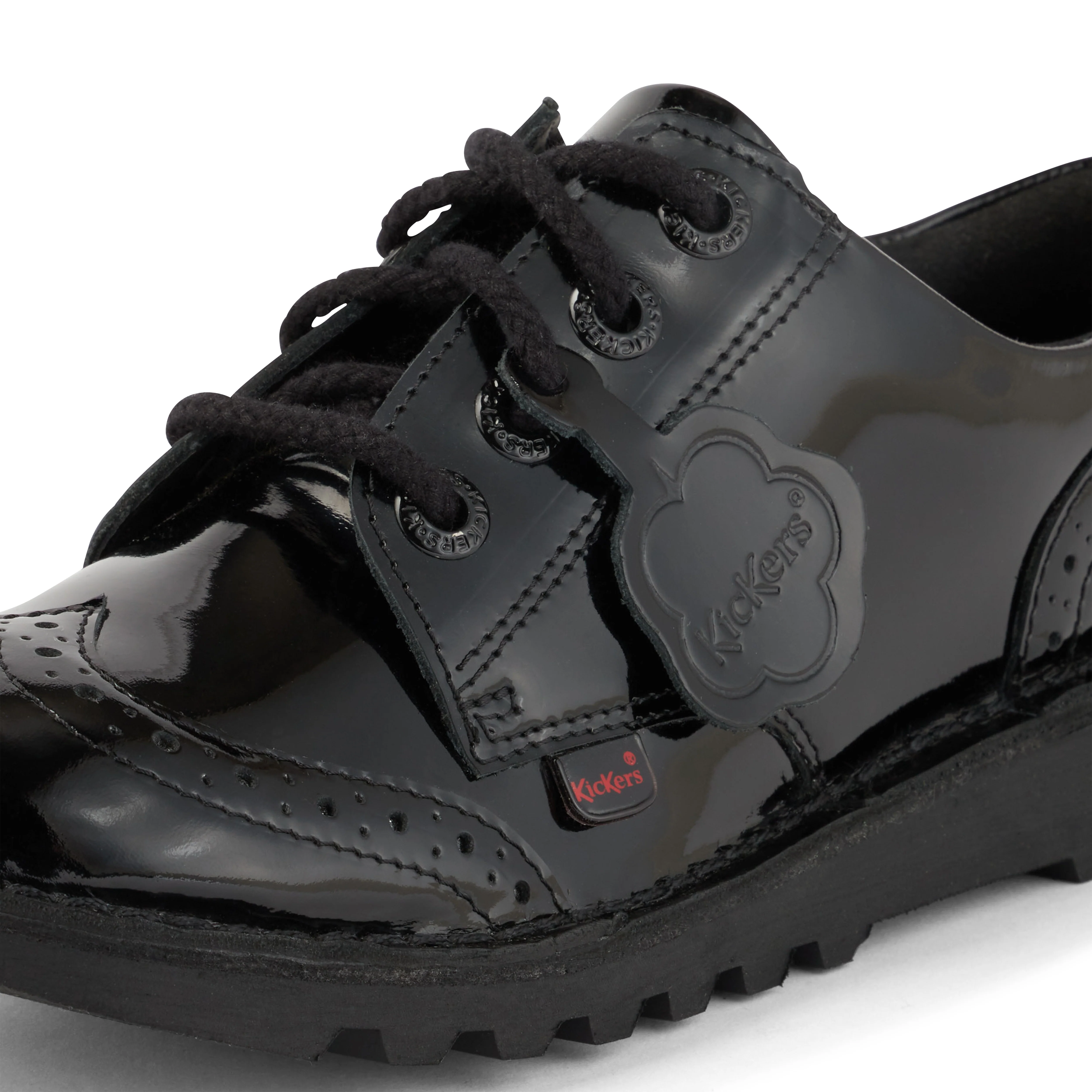 Junior Girls Kick Lo Brogue Patent Leather Black - Image 6
