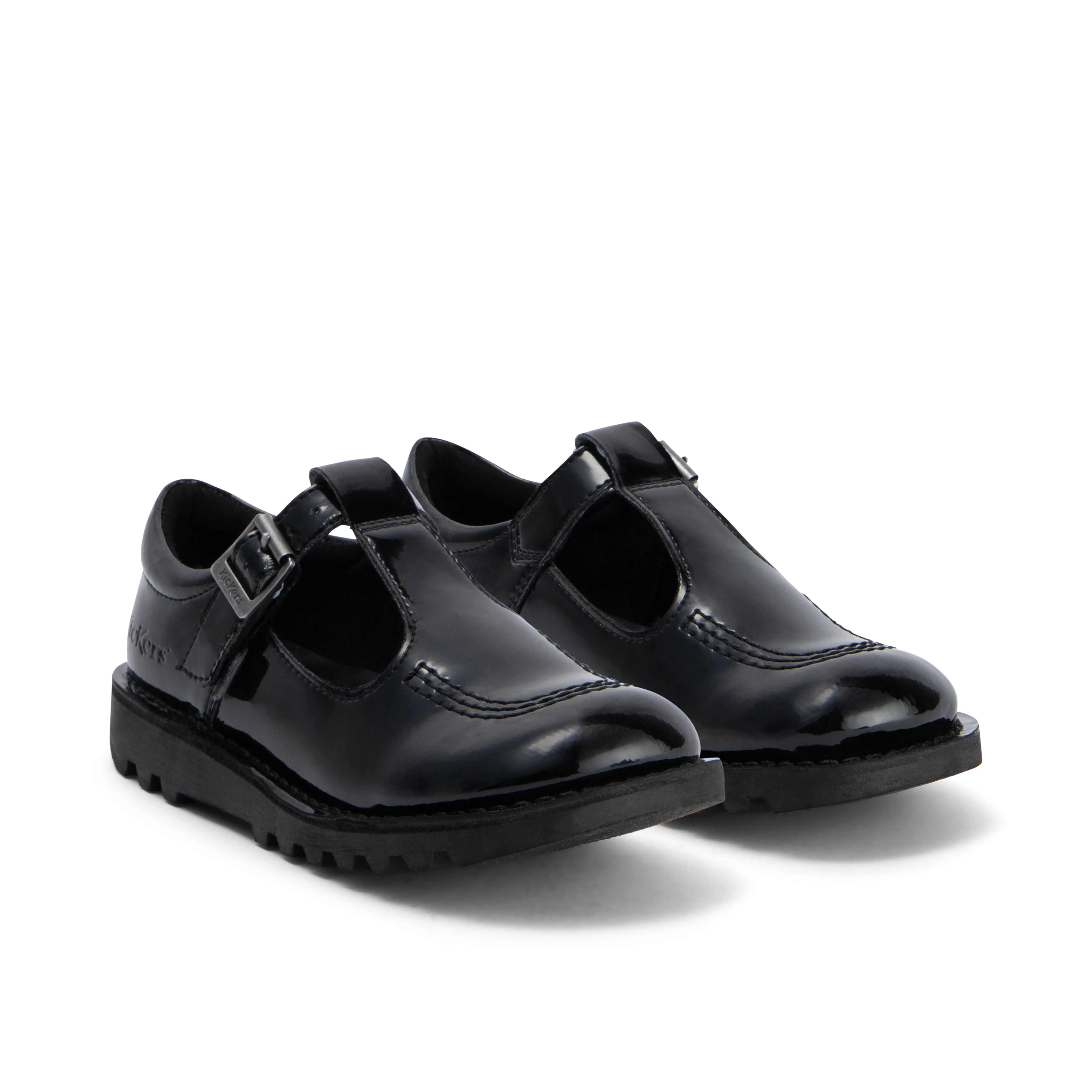 Junior Girls Kick T Bar Leather Alternative Patent Leather Black - Image 3
