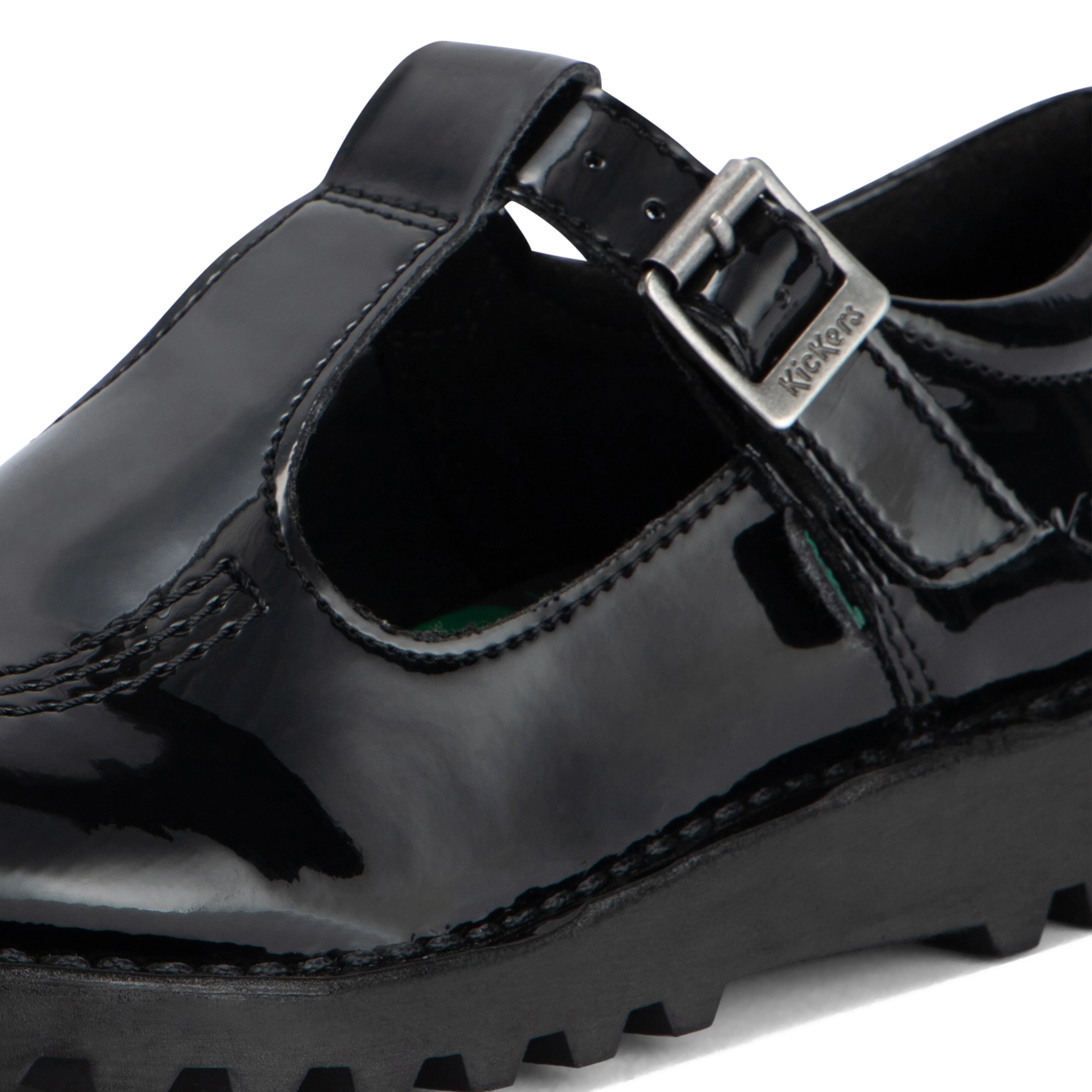 Junior Girls Kick T Bar Leather Alternative Patent Leather Black - Image 6