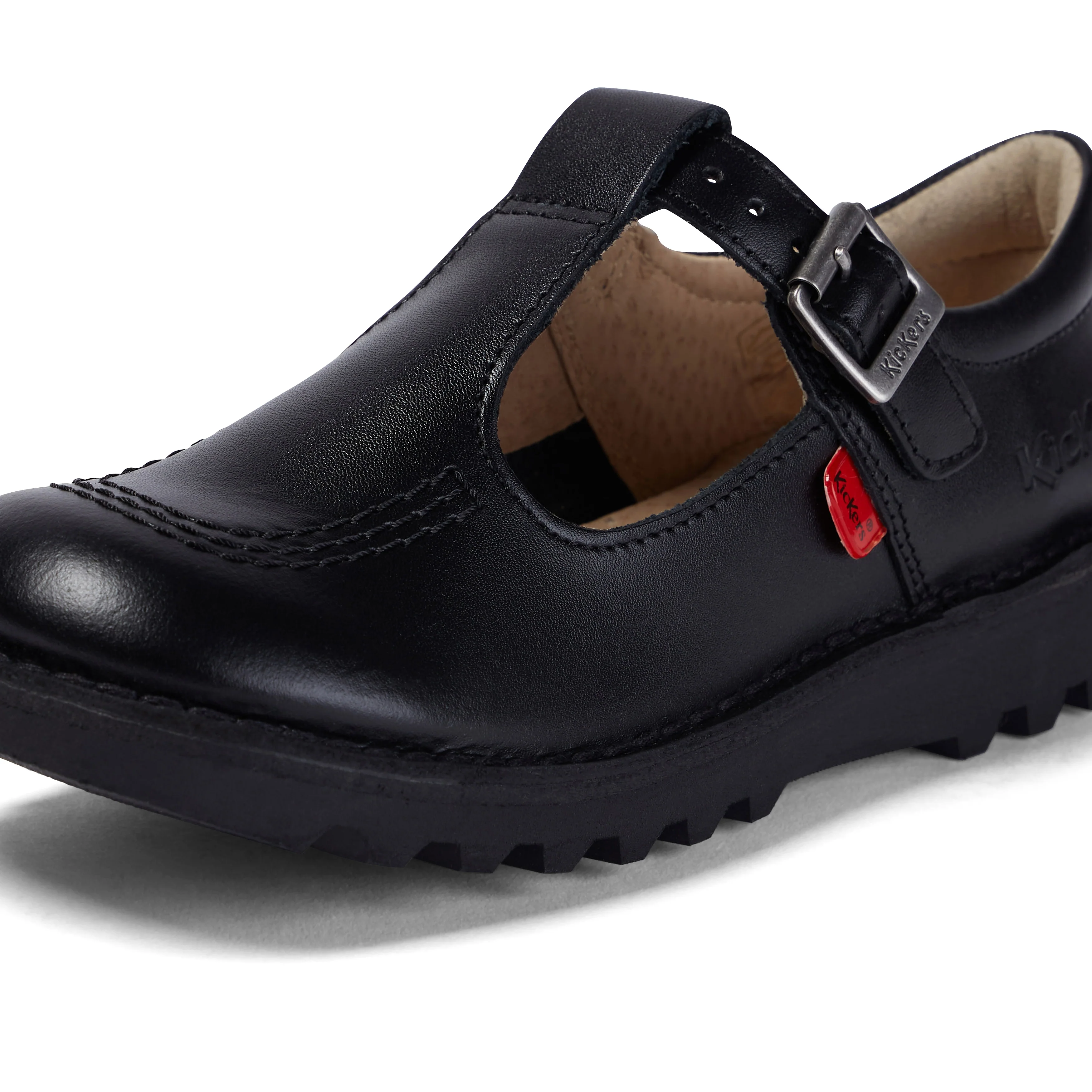 Junior Girls Kick T Bar Leather Black - Image 6