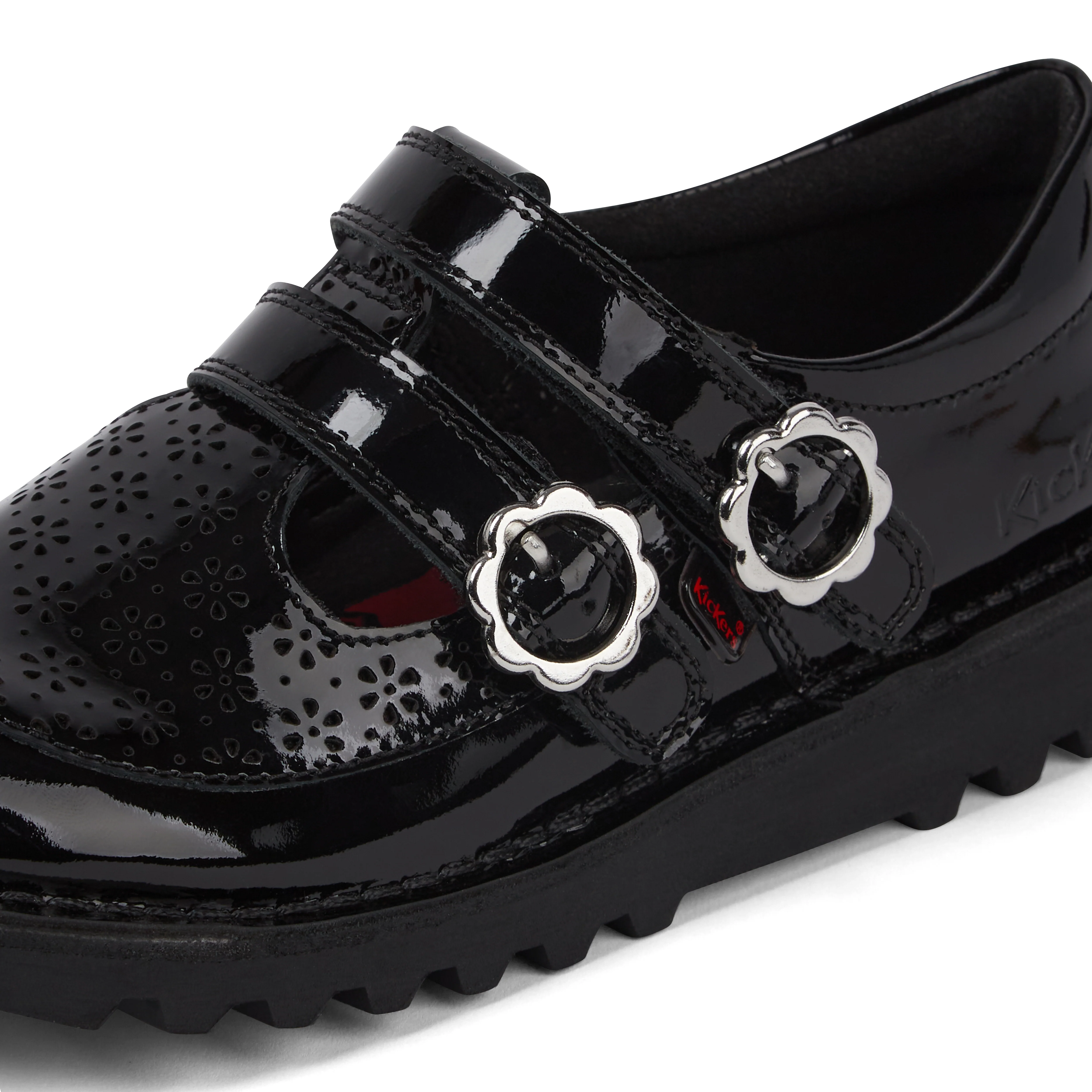 Junior Girls Kick T-Bar Meadow Patent Leather Black - Image 6