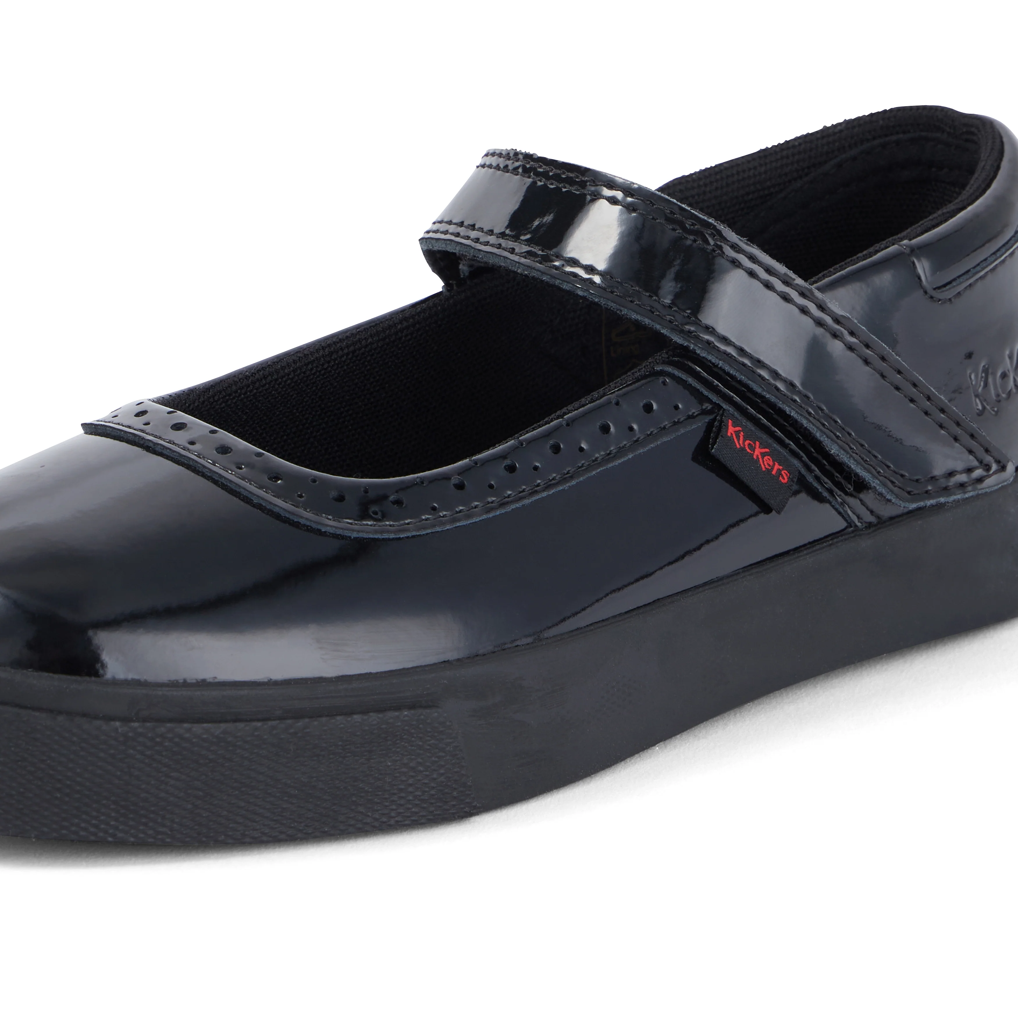 Junior Girls Tovni Brogue MJ Patent Leather Black - Image 6
