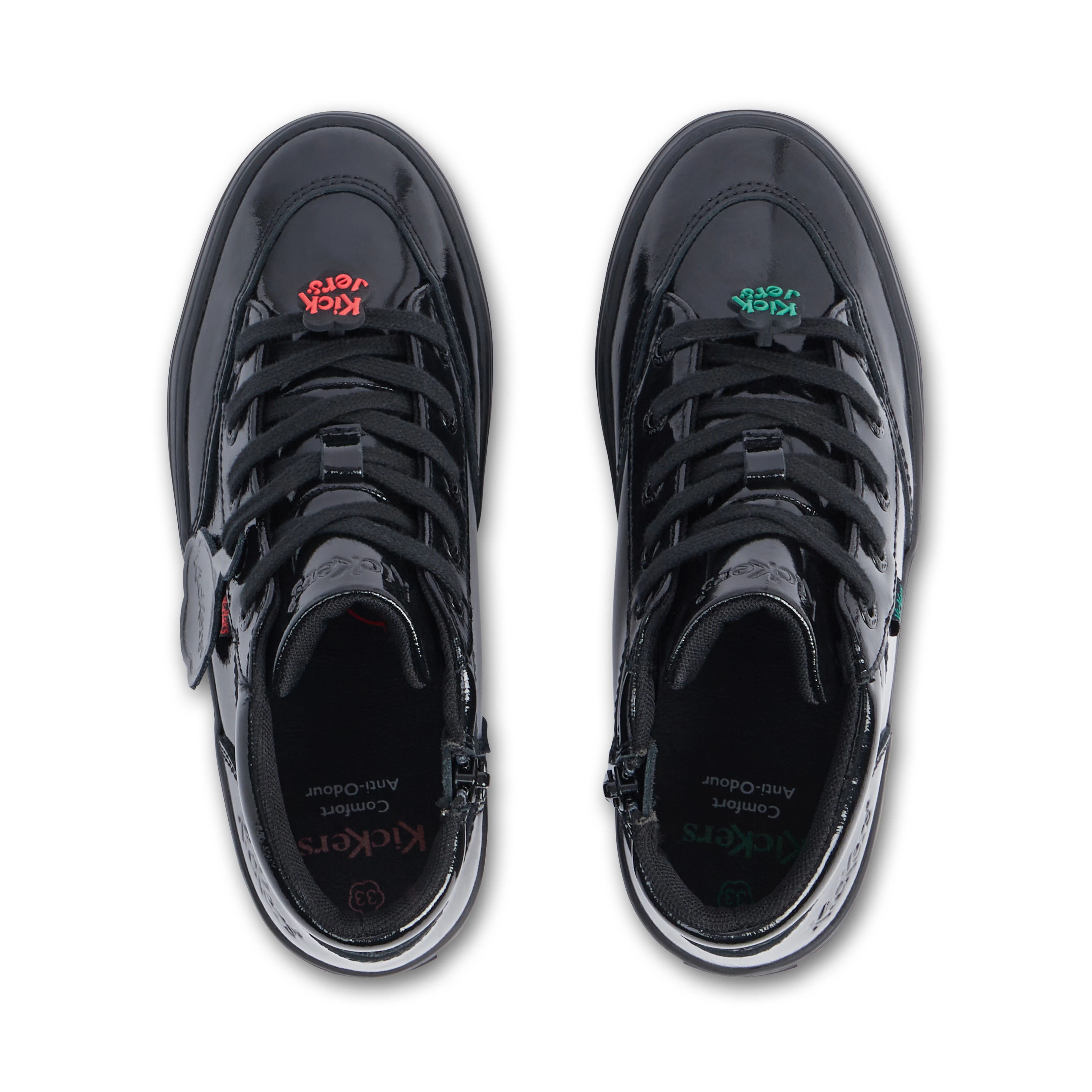 Junior Girls Tovni Stack Hi Flower Patent Leather Black - Image 4