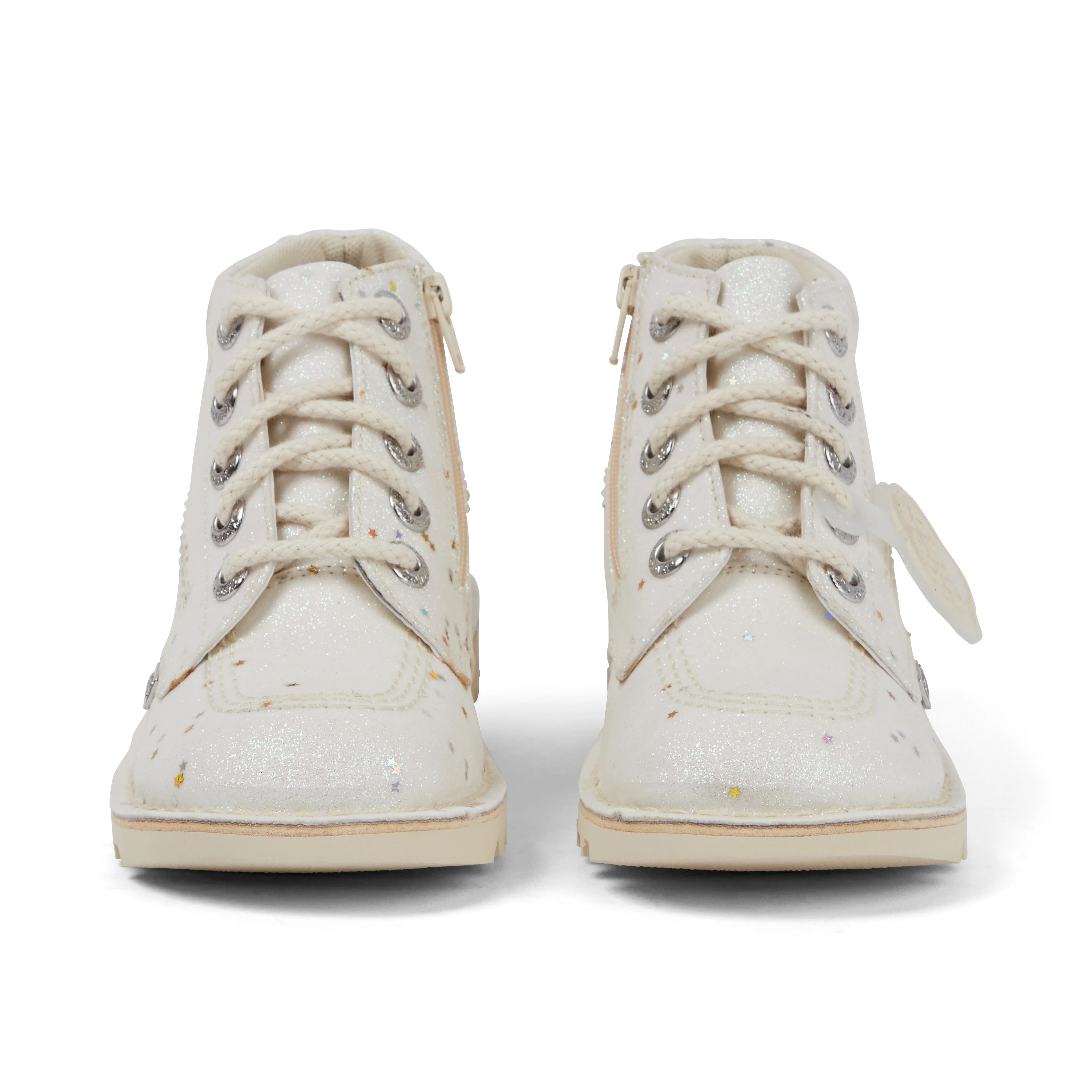 Junior Unisex Kick Hi Glitter Boots White - Image 2