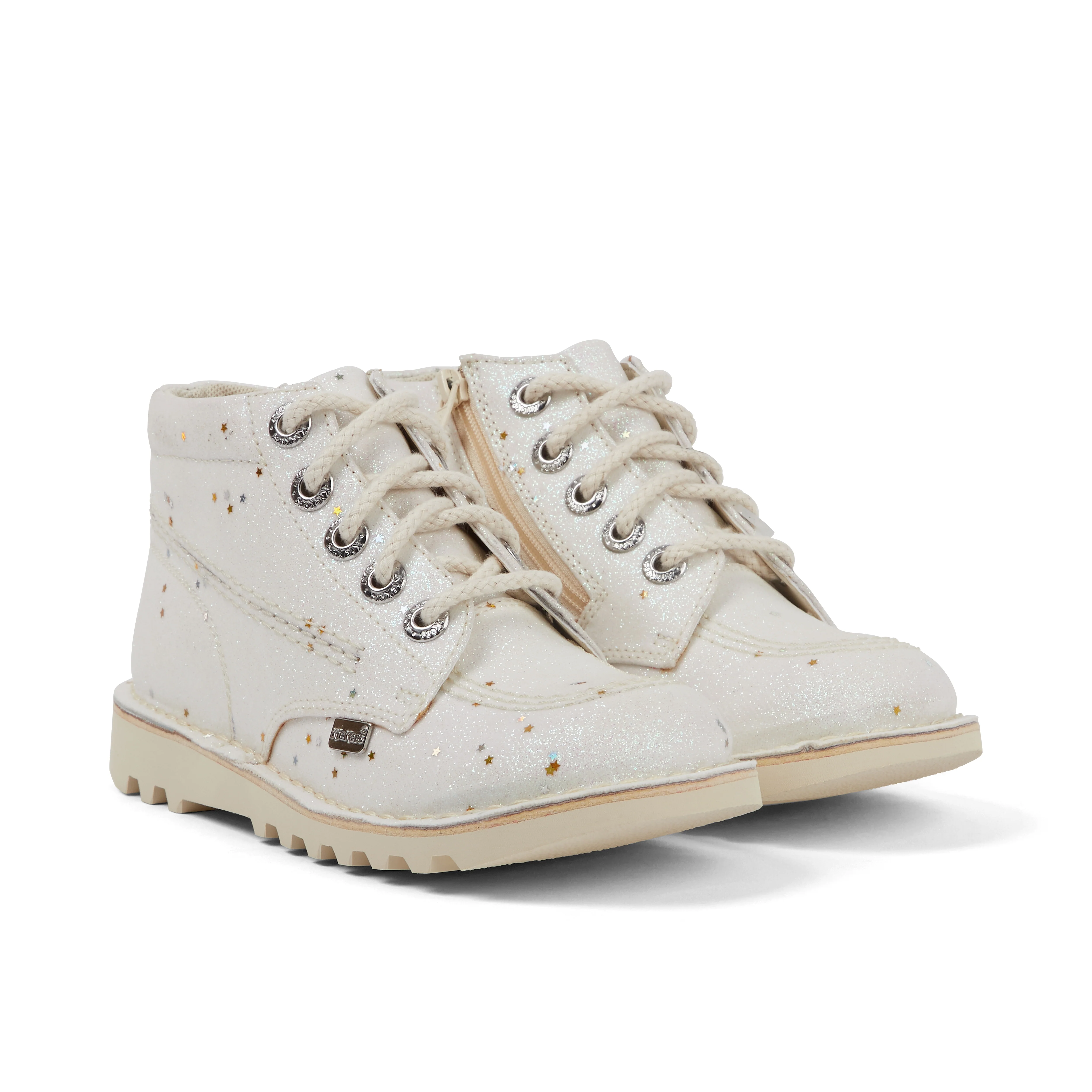 Junior Unisex Kick Hi Glitter Boots White - Image 3
