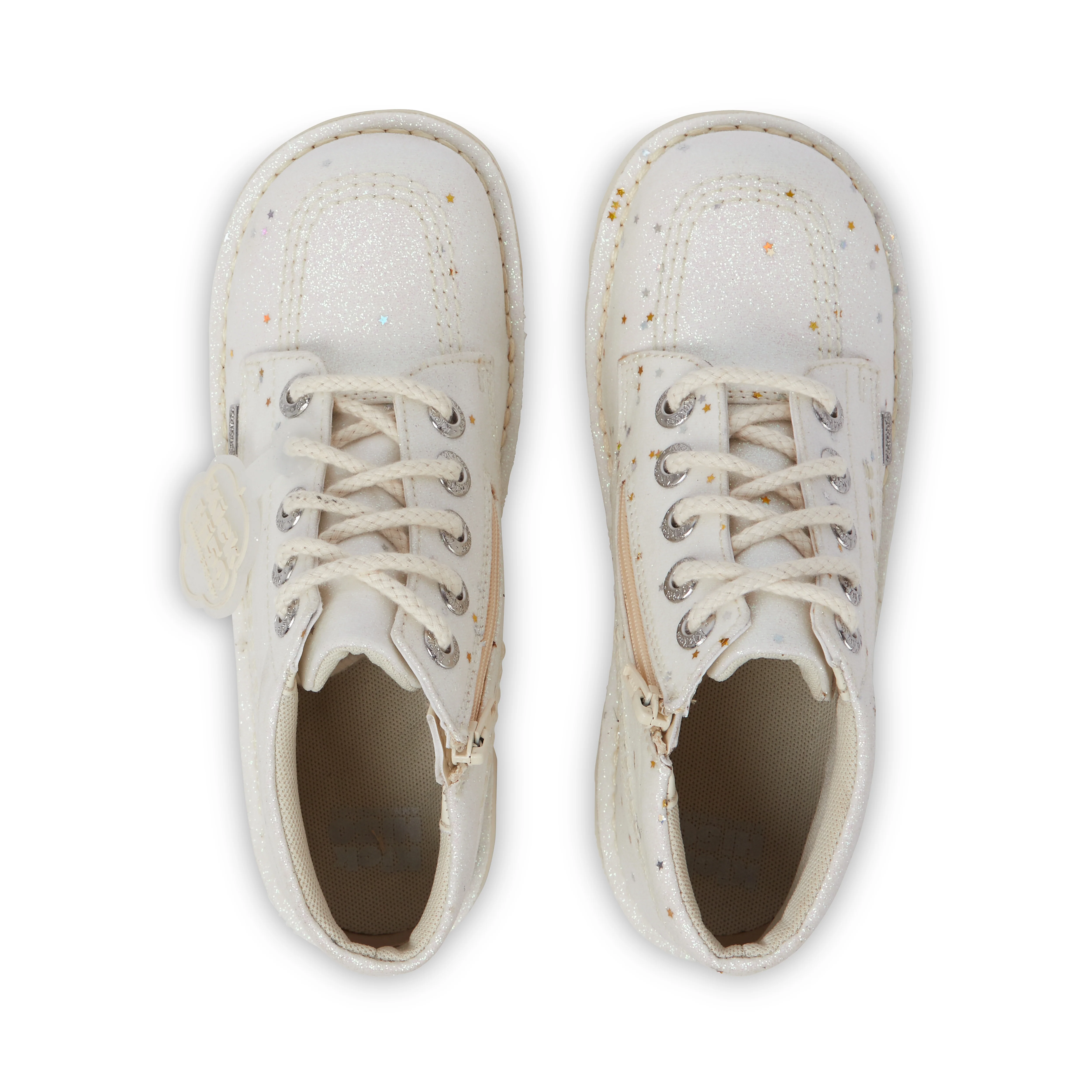 Junior Unisex Kick Hi Glitter Boots White - Image 4