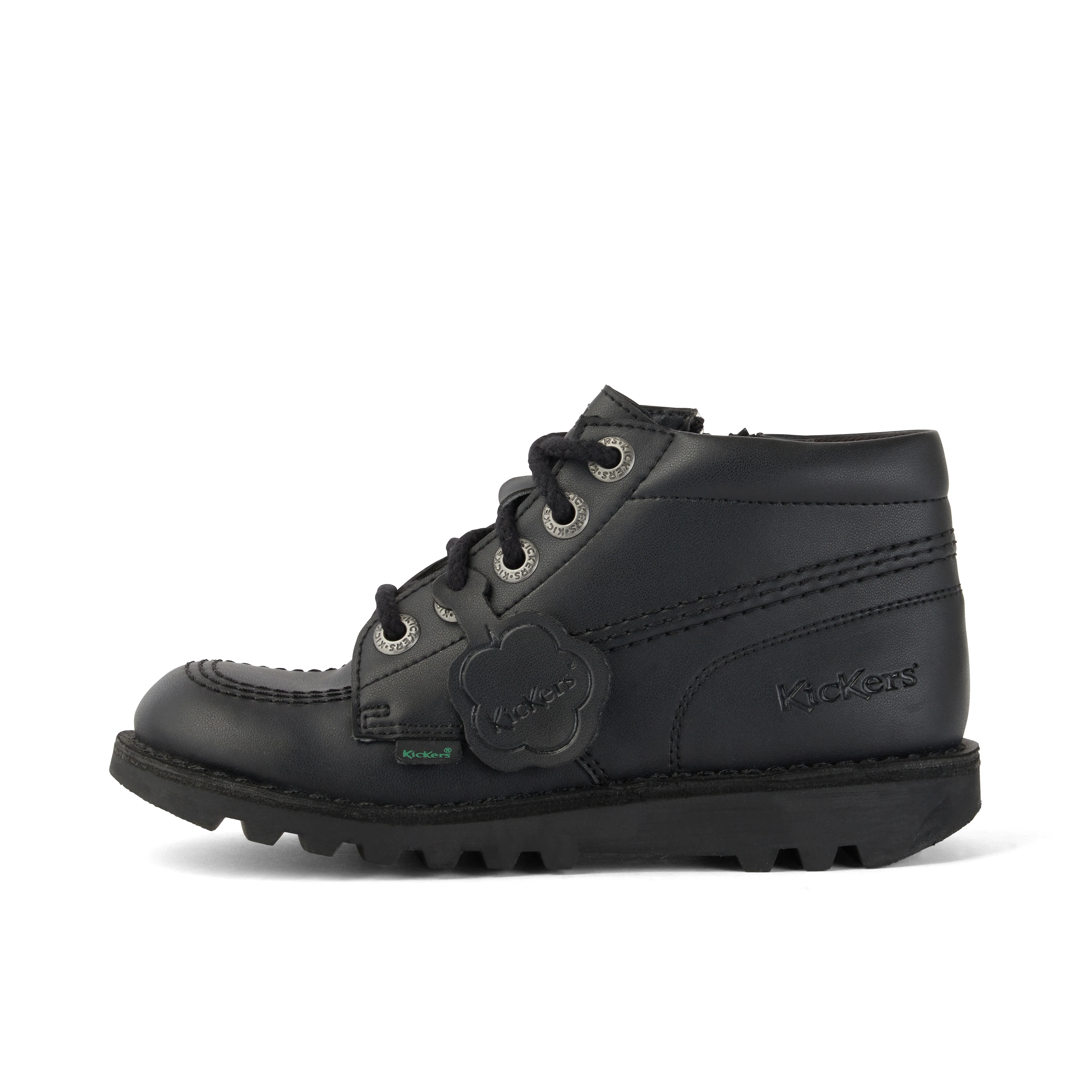 Junior Unisex Kick Hi Zip Leather Alternative Black