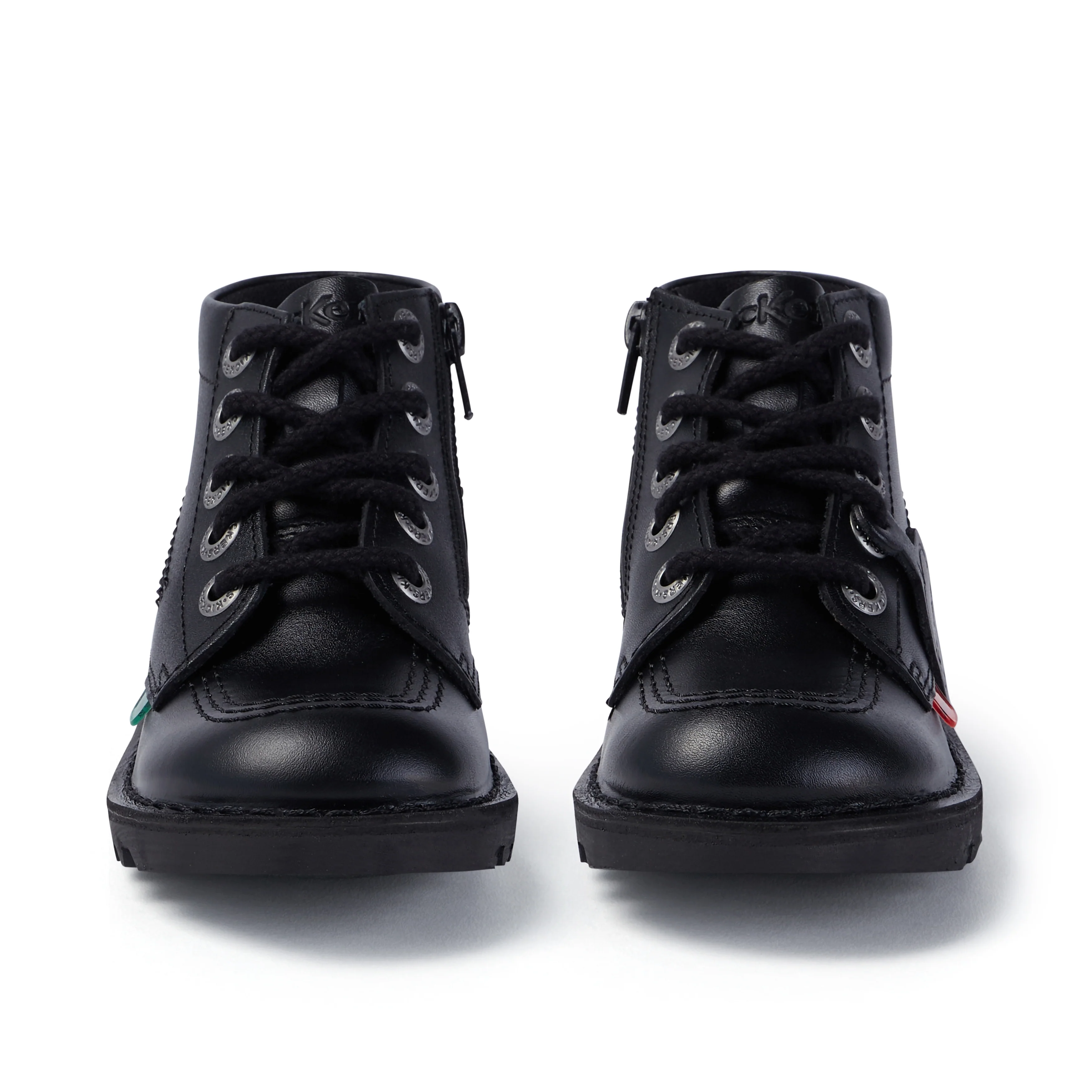 Junior Unisex Kick Hi Zip Leather Black - Image 2