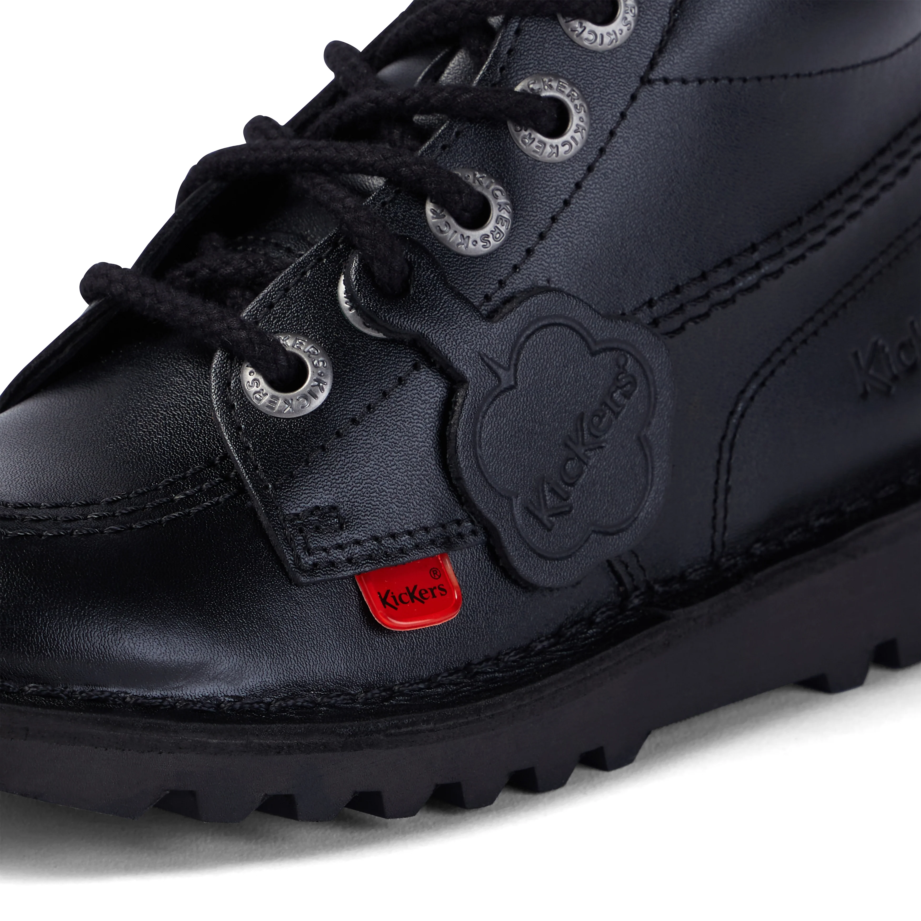 Junior Unisex Kick Hi Zip Leather Black - Image 6