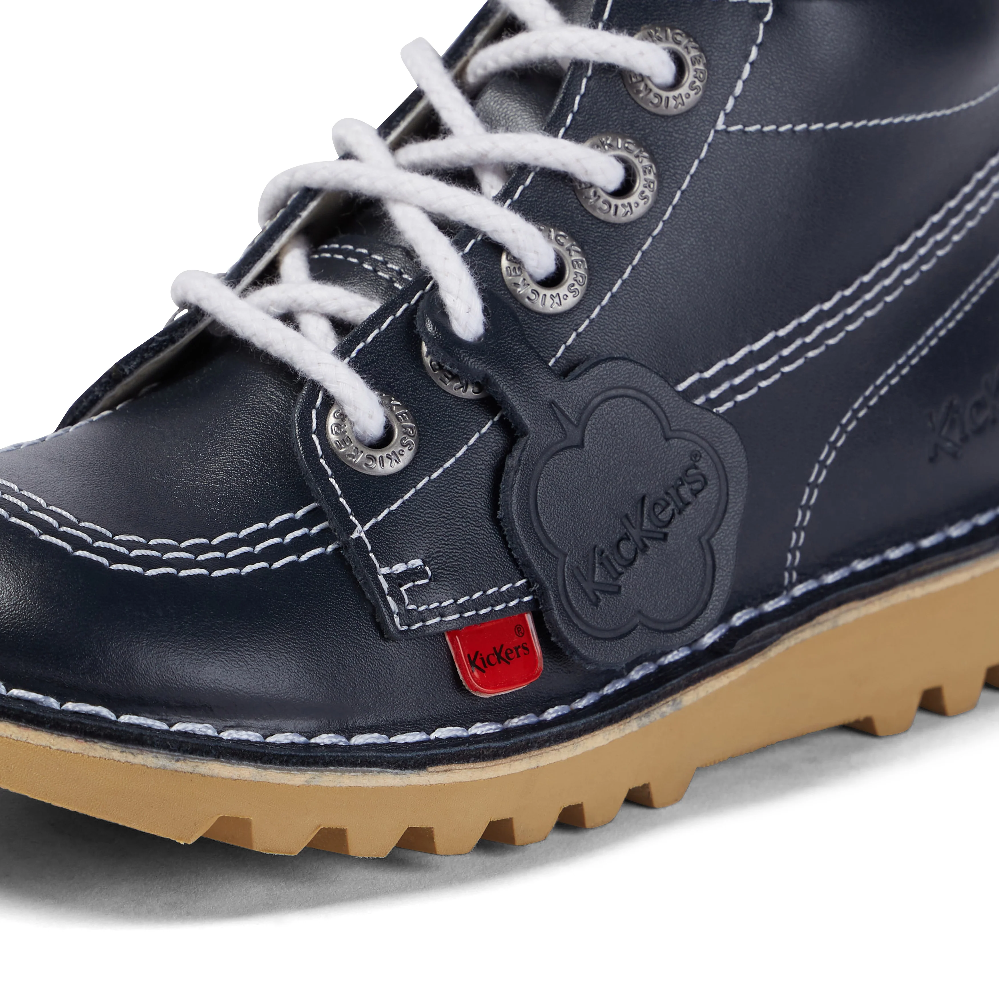 Junior Unisex Kick Hi Zip Leather Navy - Image 6