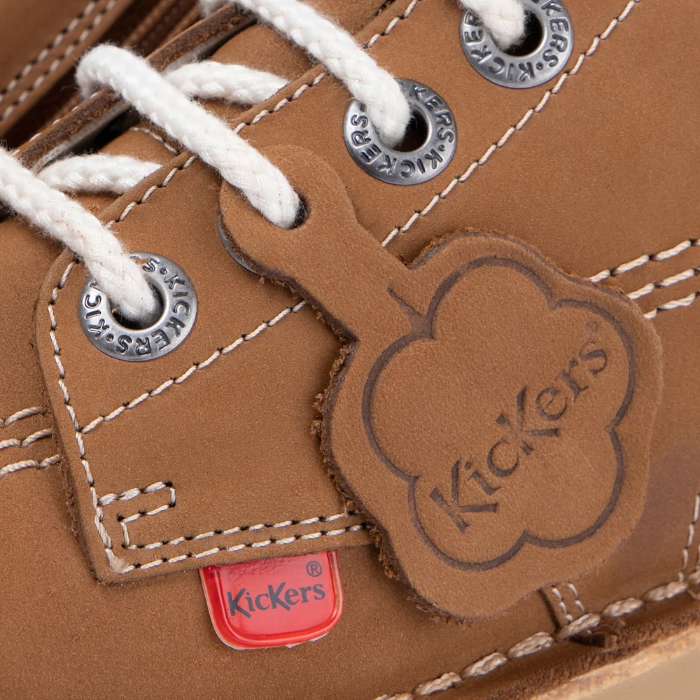 Junior Unisex Kick Hi zip Leather Tan - Image 5