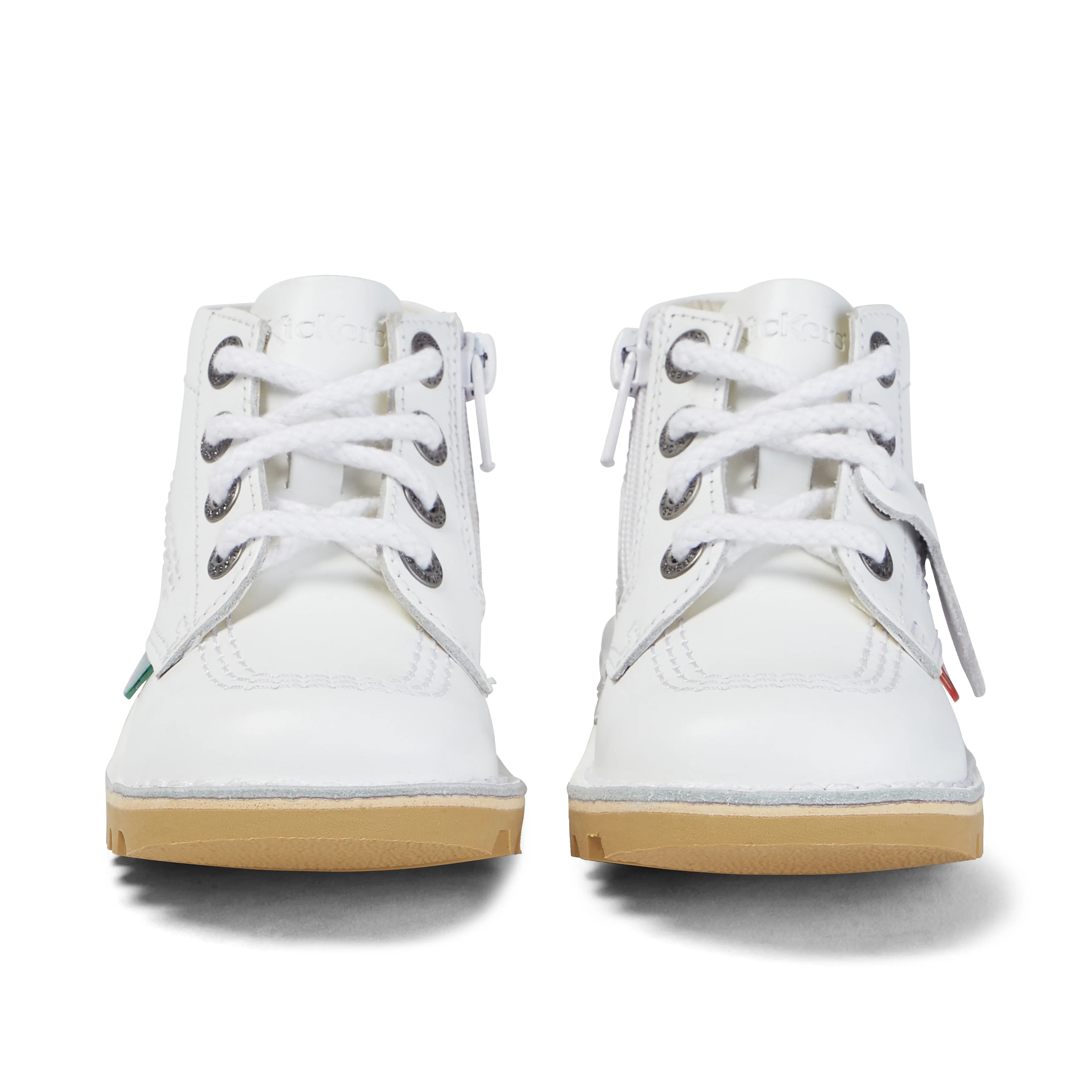 Junior Unisex Kick Hi Zip Leather White - Image 2