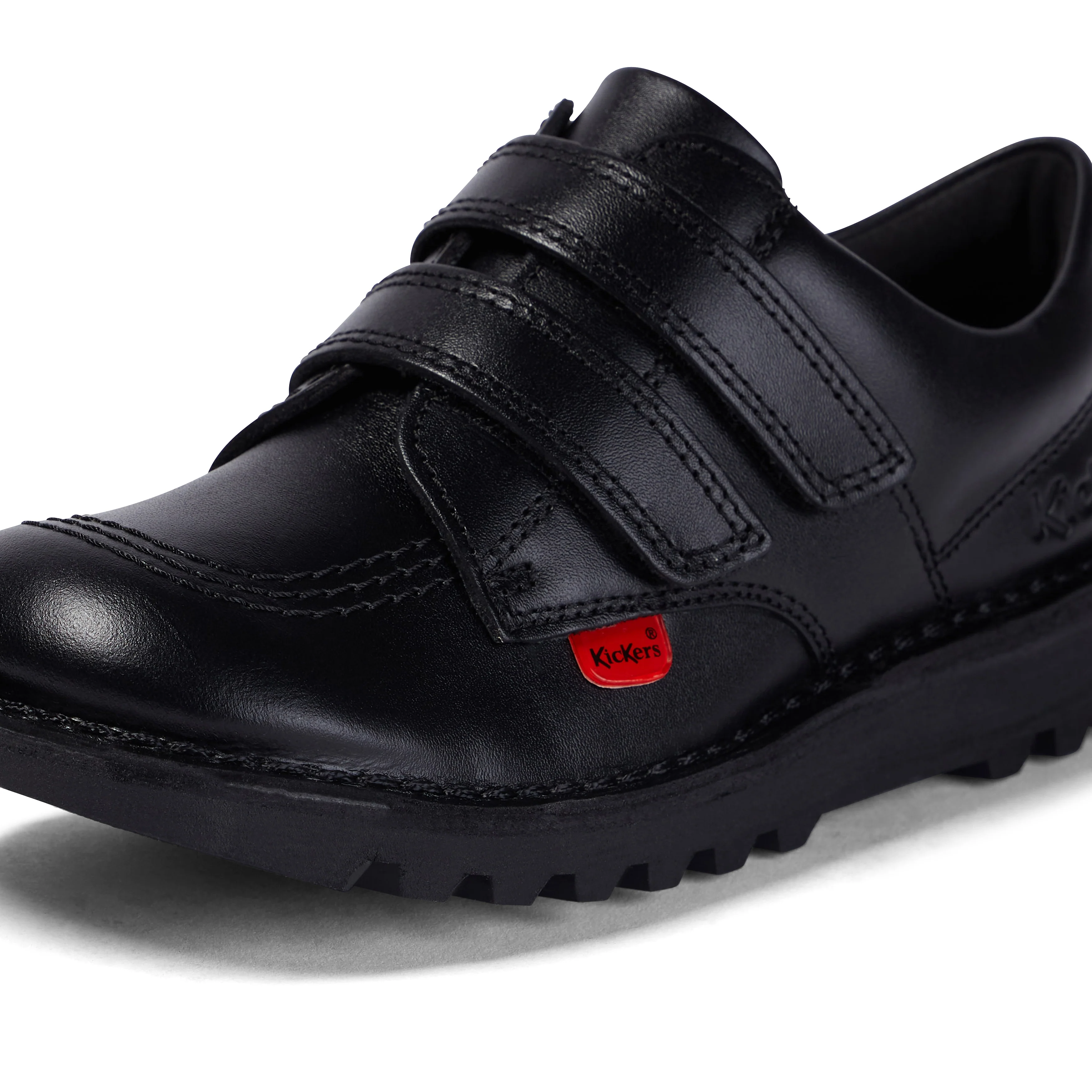 Junior Unisex Kick Lo Twin Vel Leather Black - Image 6