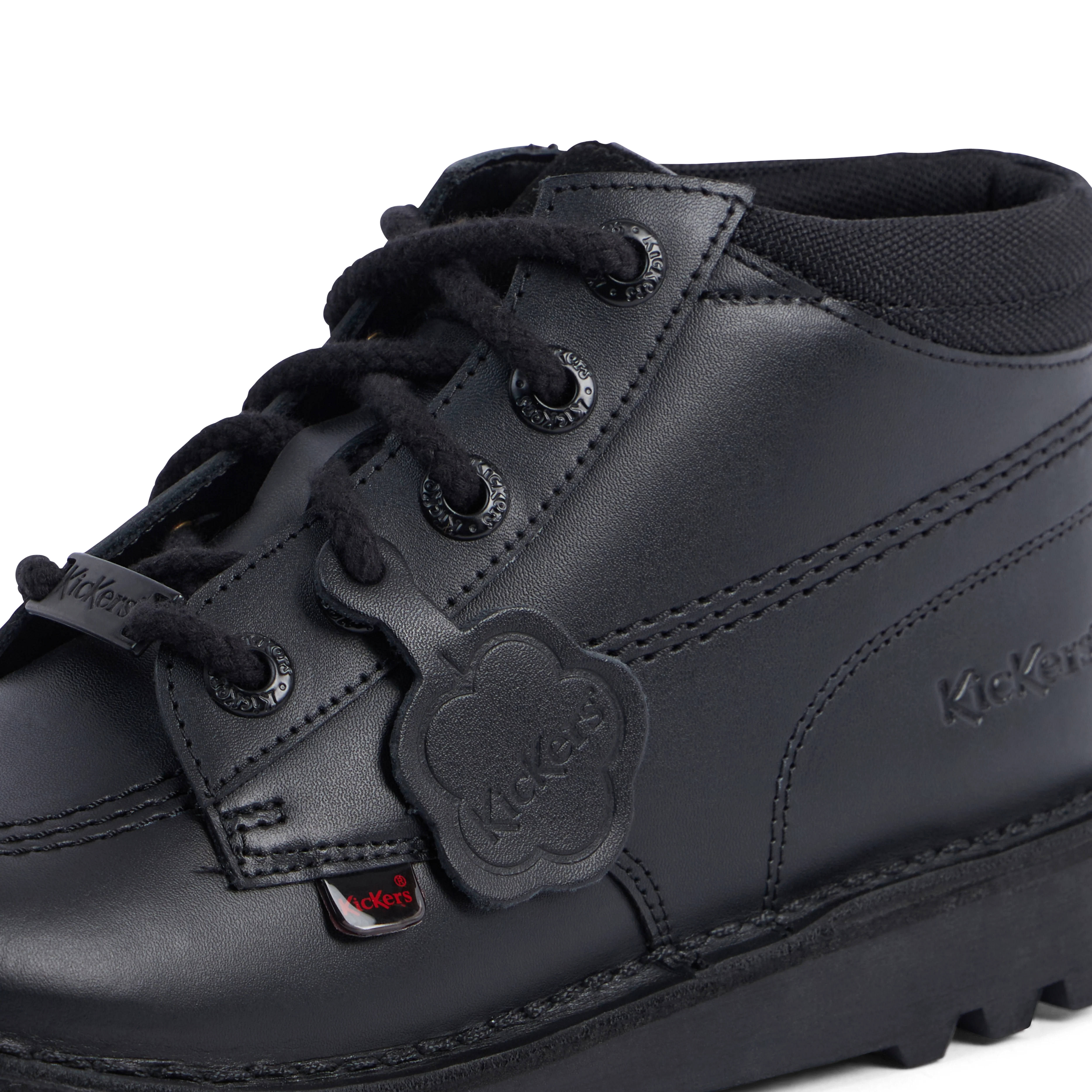 Youth Unisex Kick Hi Mix Mesh Leather Black - Image 6