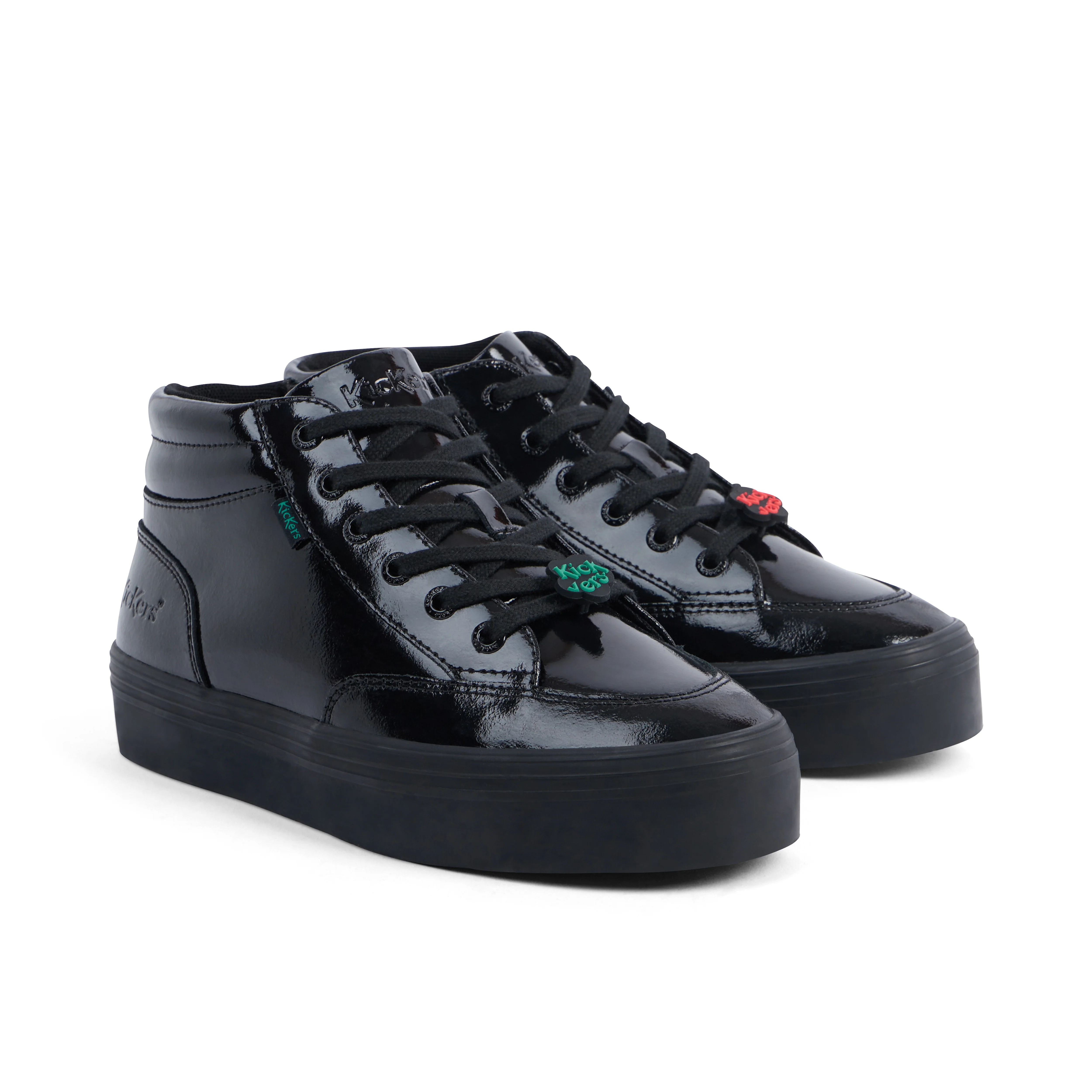 Youth Women Tovni Stack Hi Flower Patent Leather Black - Image 3