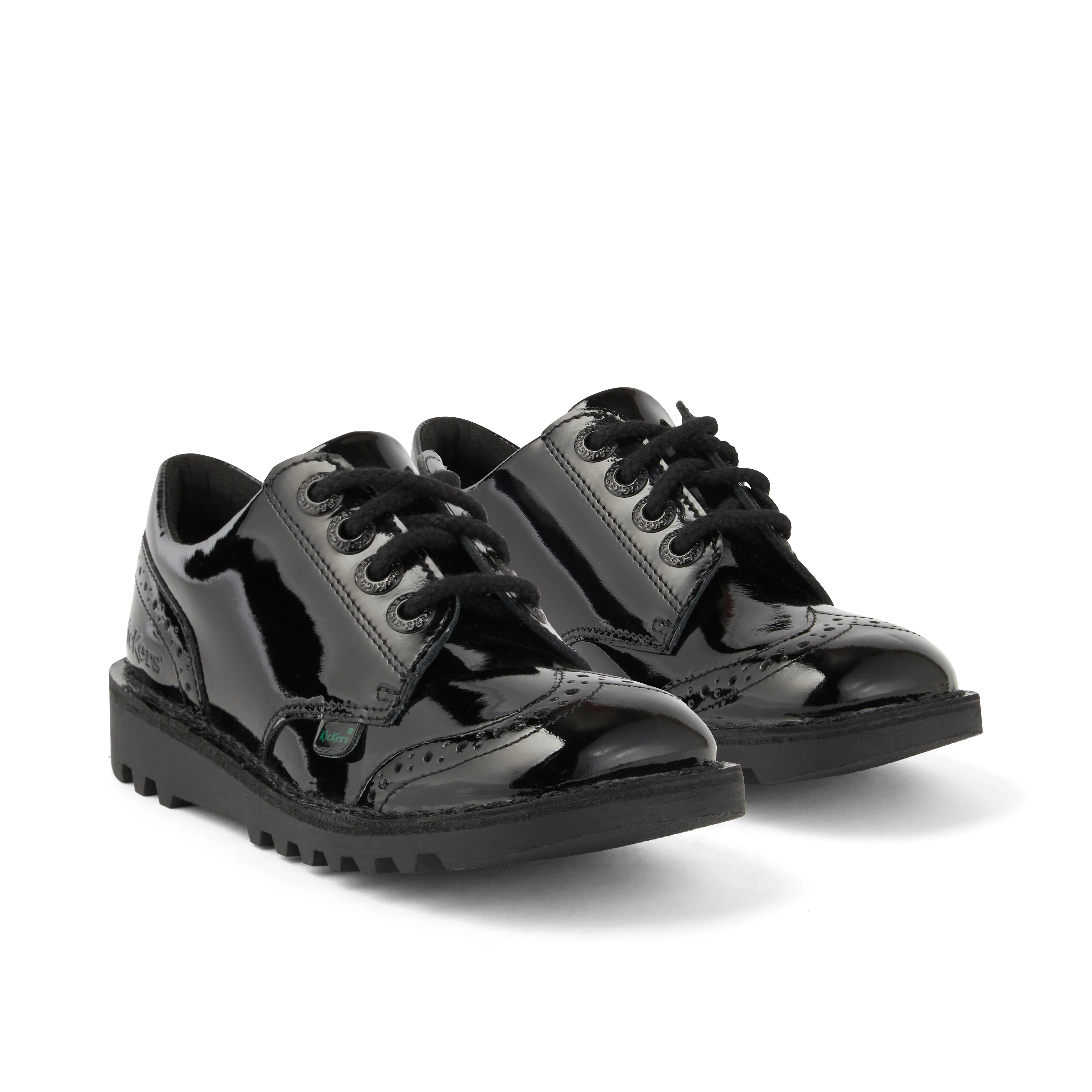 Youth Womens Kick Lo Brogue Patent Leather Black - Image 3