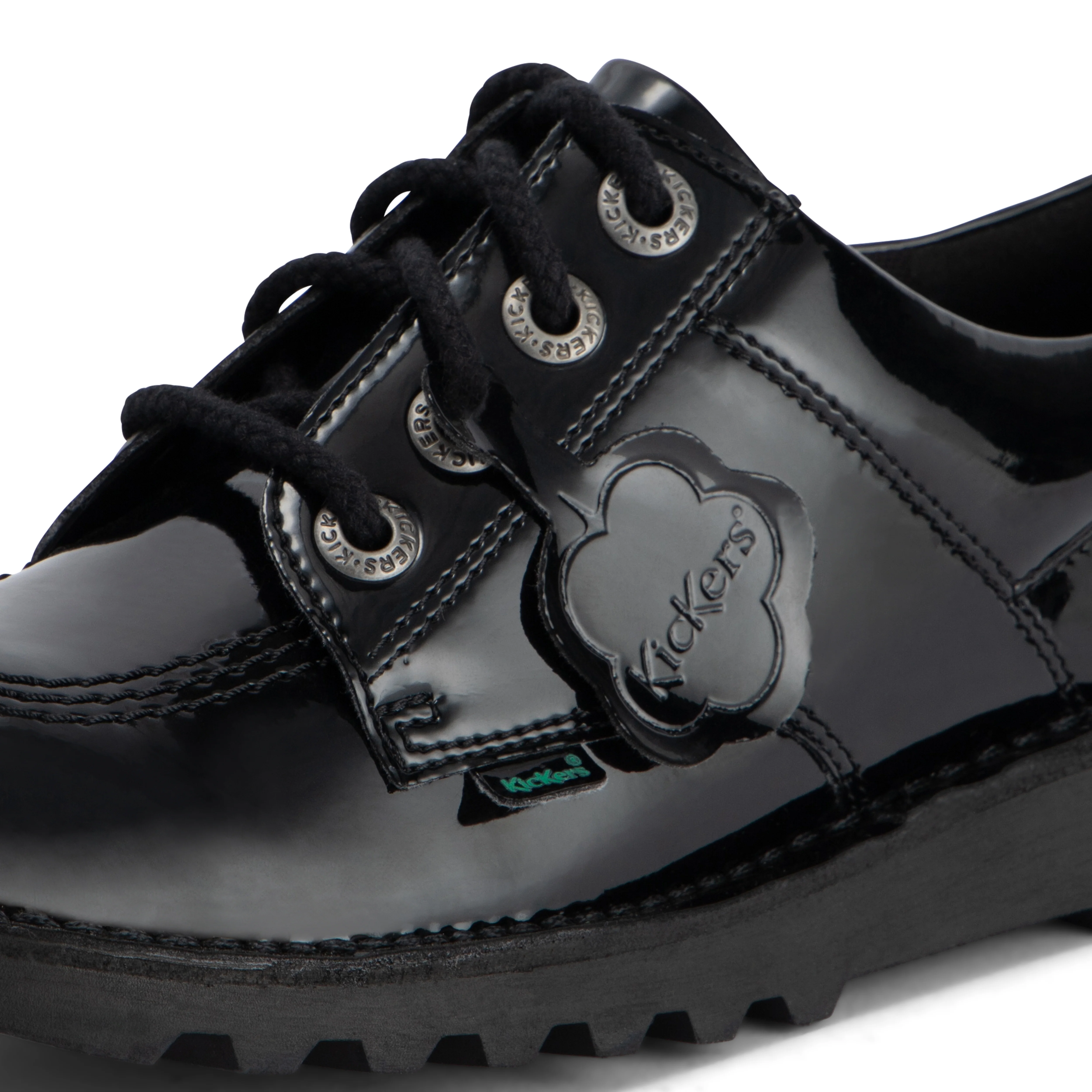 Youth Womens Kick Lo Leather Alternative Patent Leather Black - Image 6