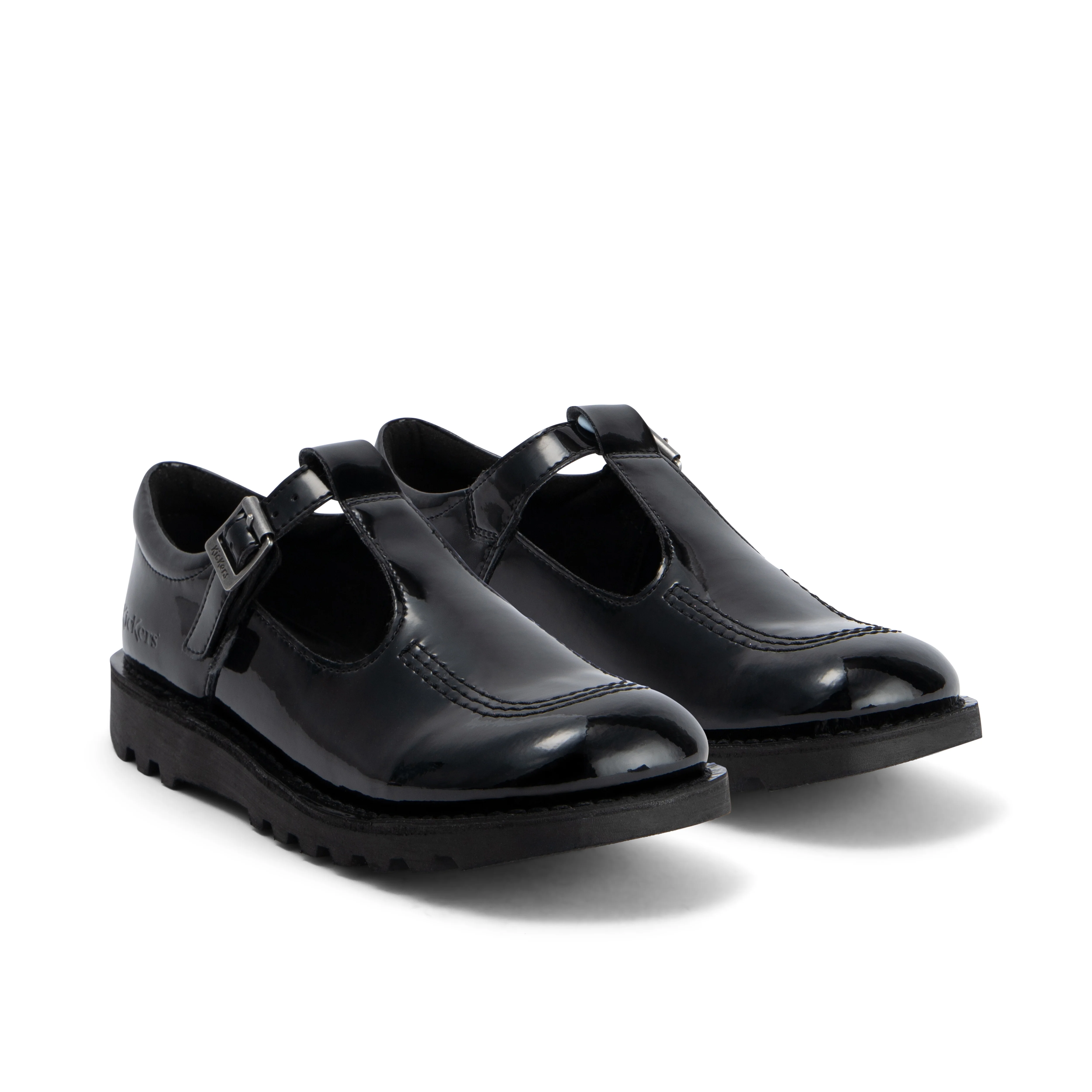 Youth Womens Kick T Bar Leather Alternative Patent Leather Black - Image 3