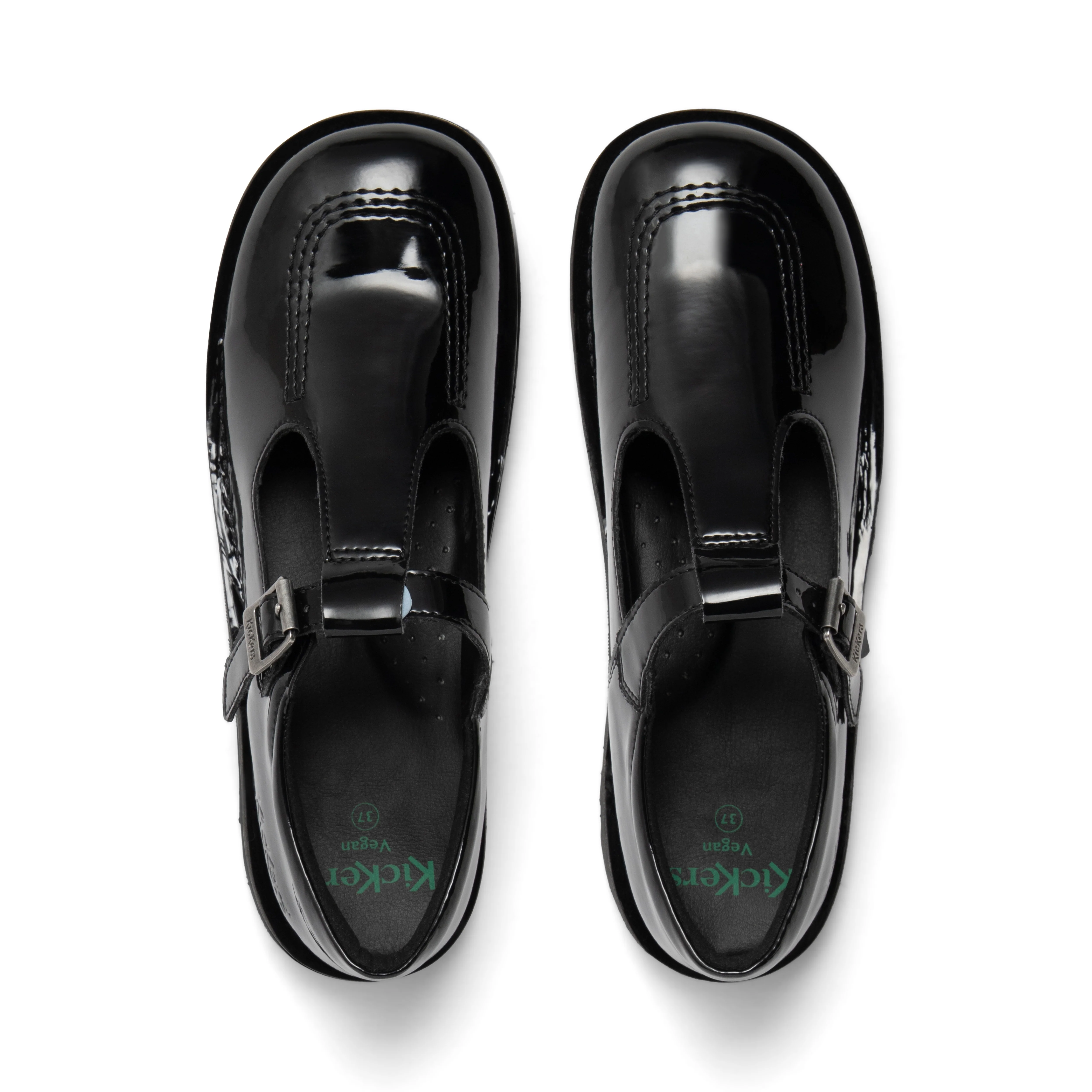 Youth Womens Kick T Bar Leather Alternative Patent Leather Black - Image 4