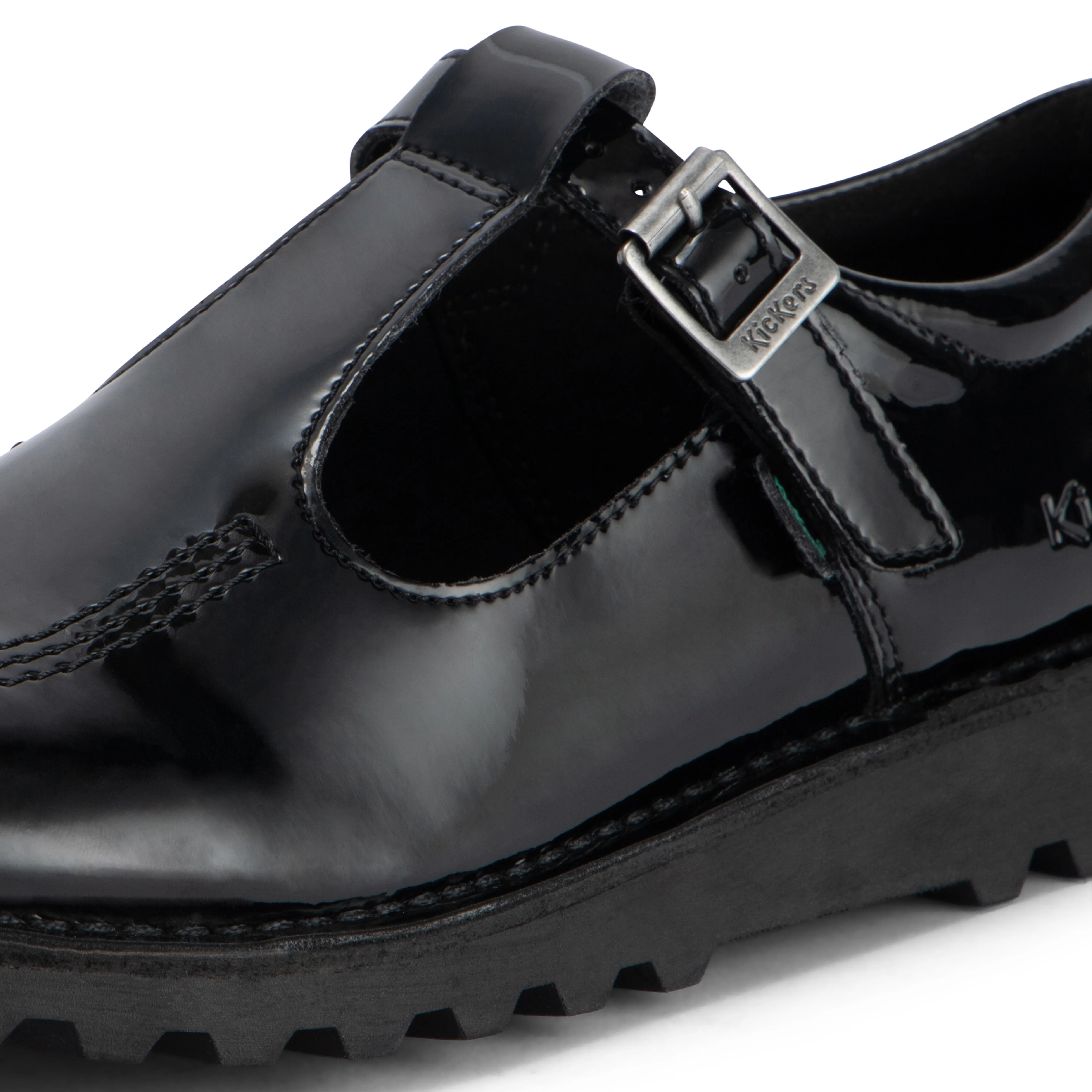 Youth Womens Kick T Bar Leather Alternative Patent Leather Black - Image 6