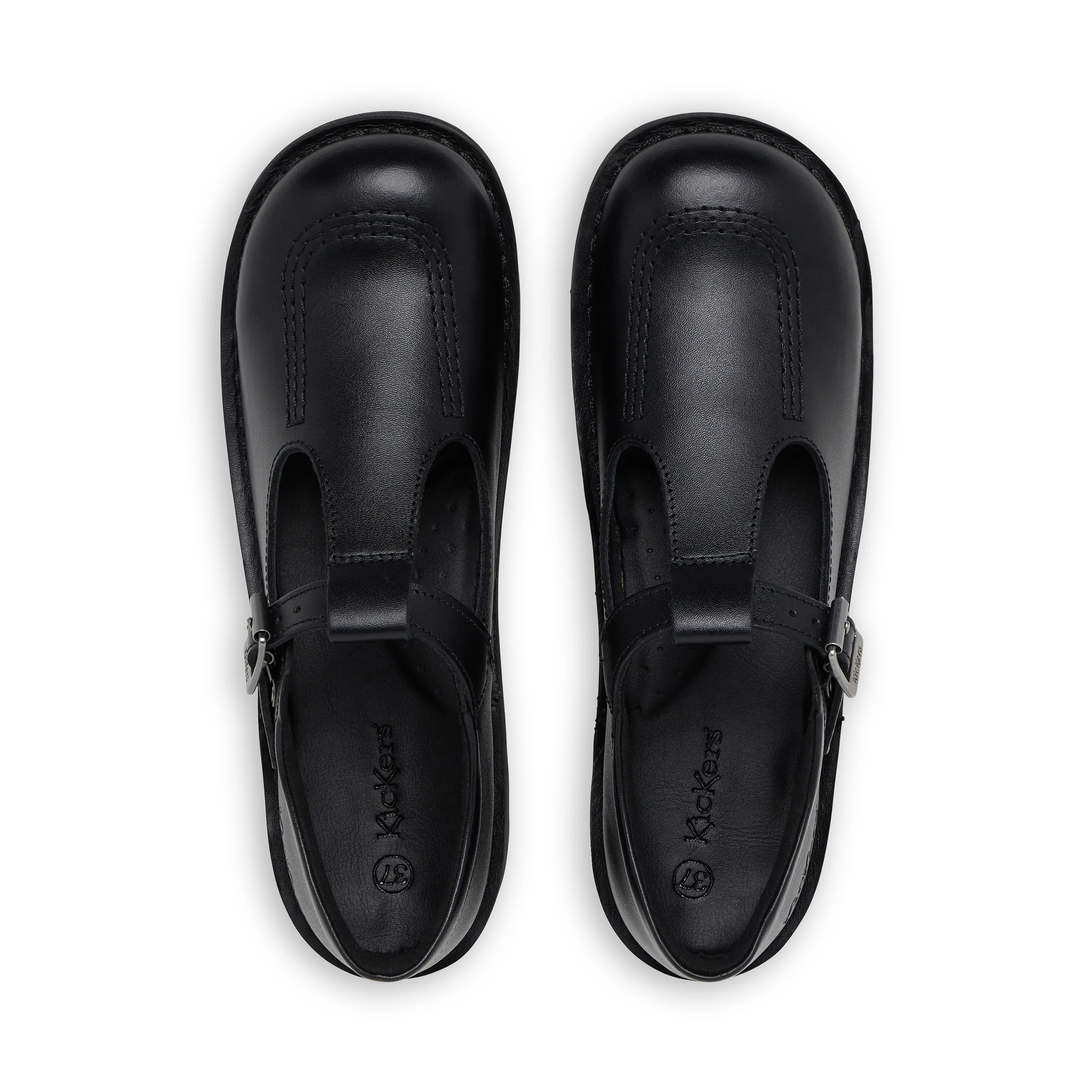 Youth Womens Kick T Bar Leather Black - Image 4