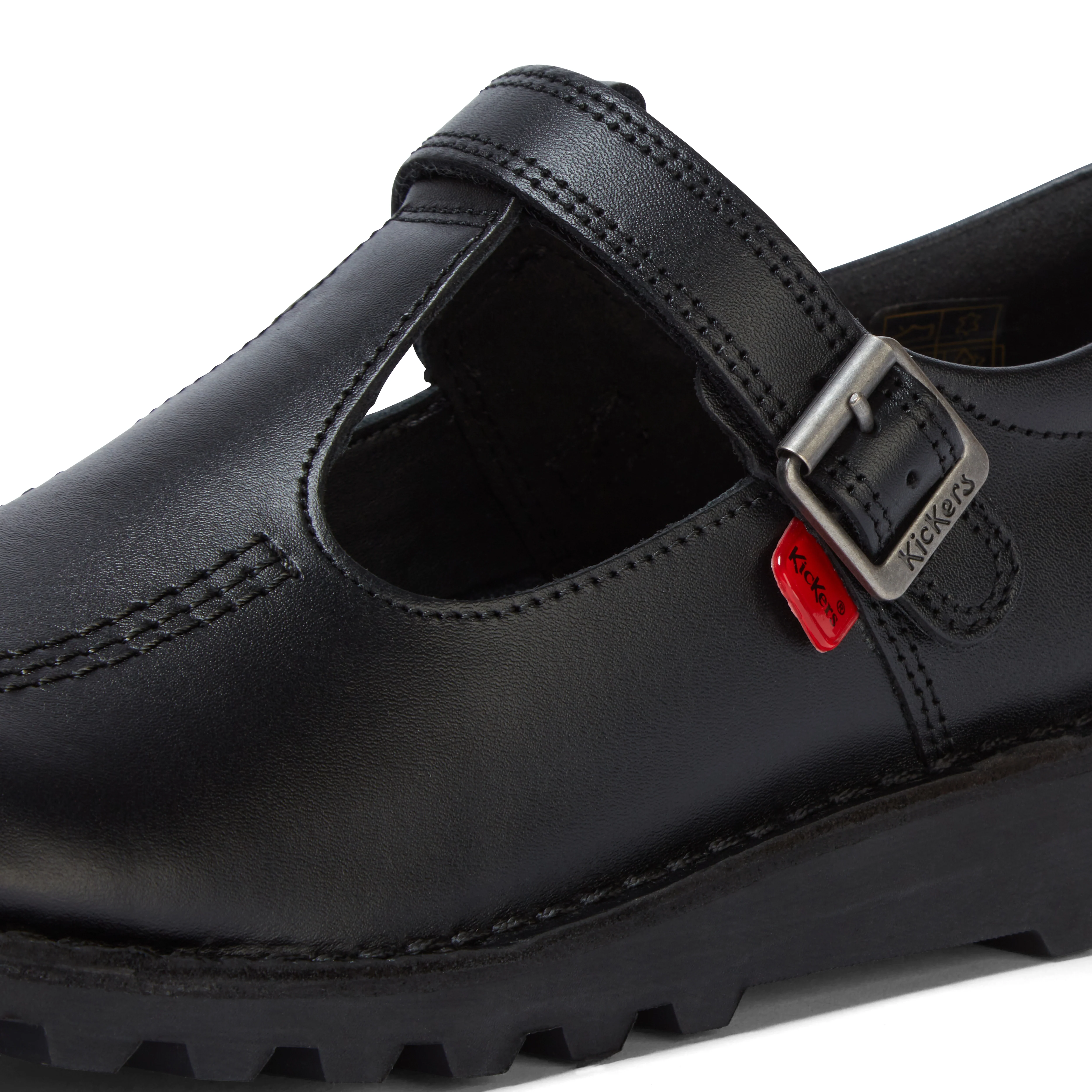Youth Womens Kick T Bar Vel Leather Black - Image 6