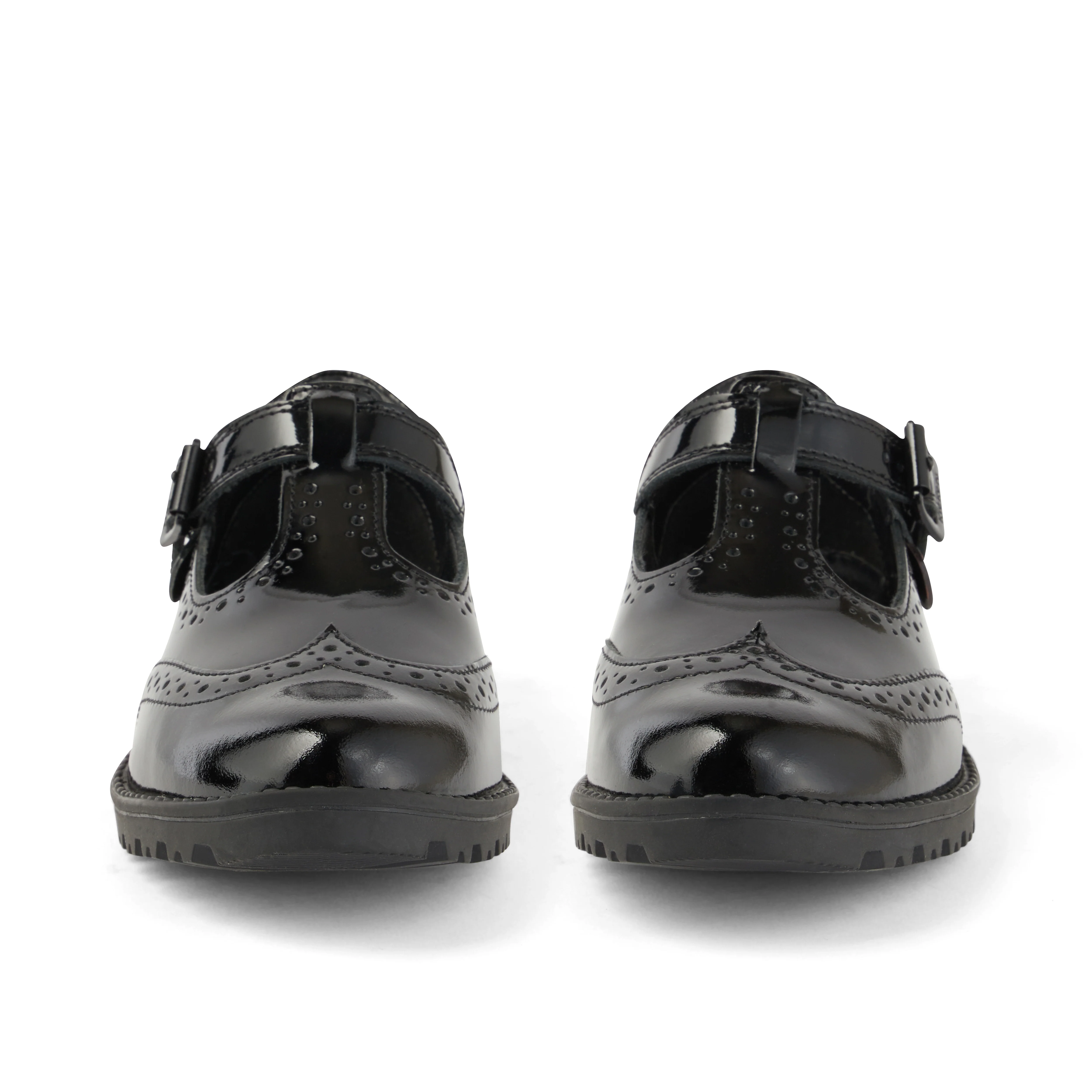 Youth Womens Lachly Brogue T Bar Patent Leather Black - Image 2