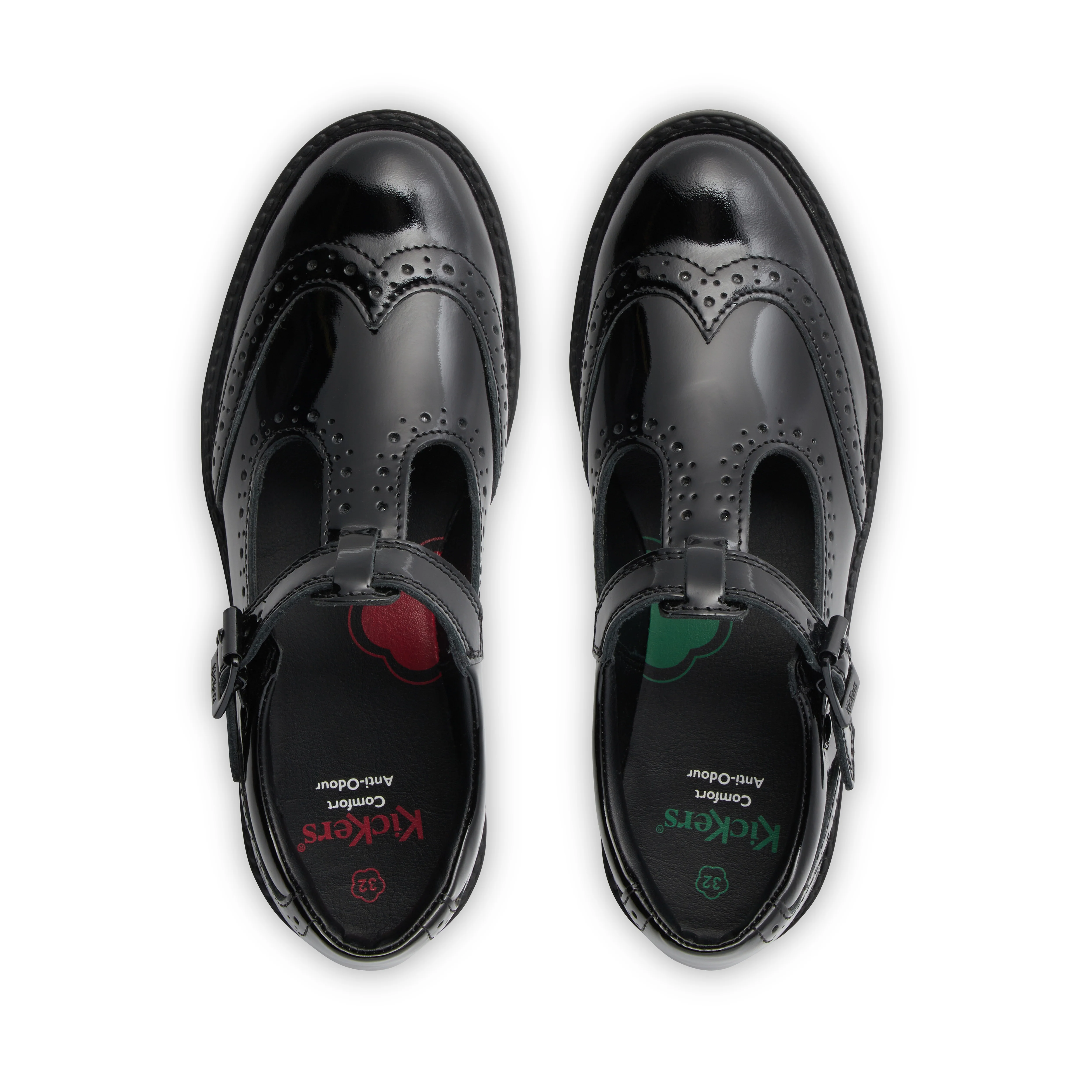 Youth Womens Lachly Brogue T Bar Patent Leather Black - Image 4