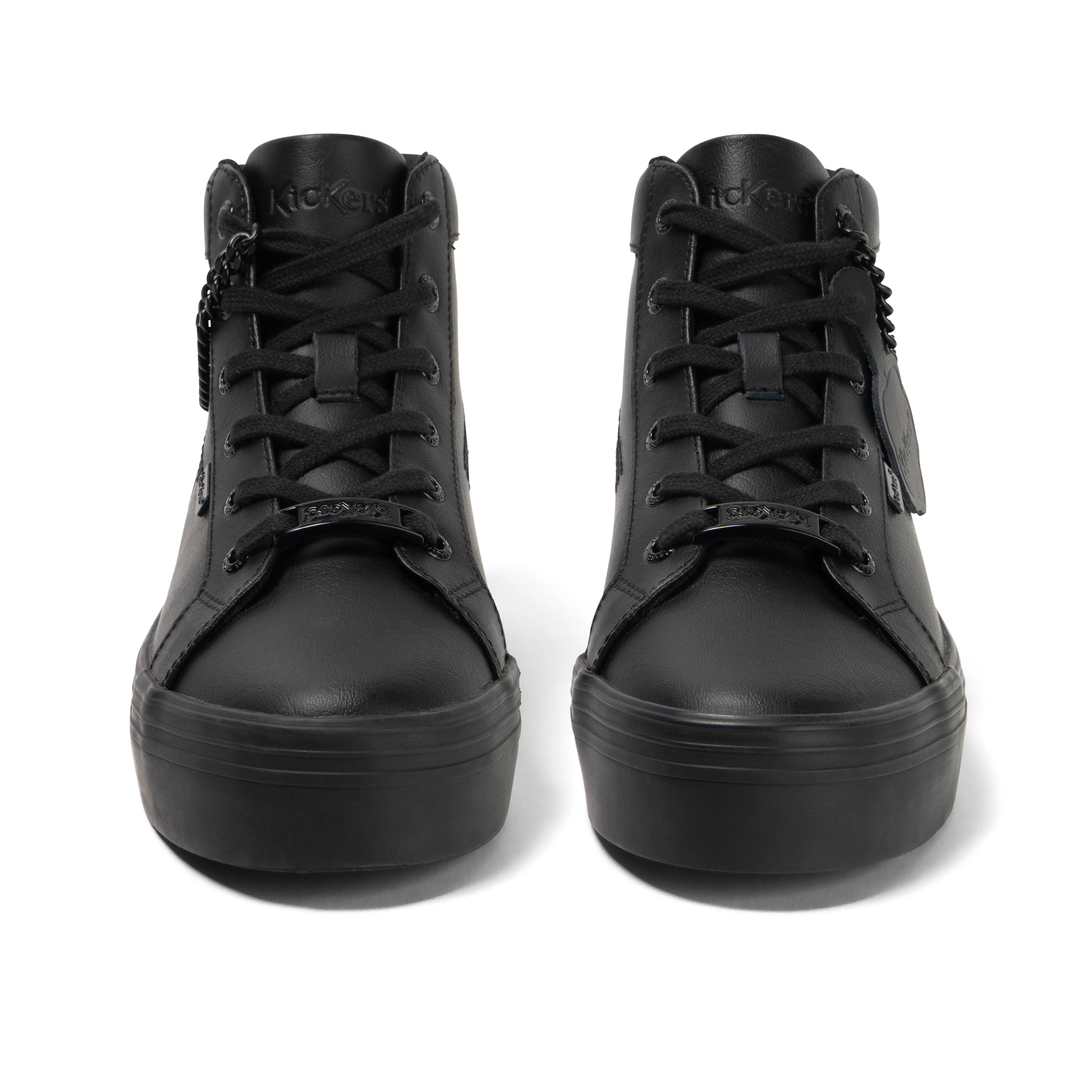 Youth Womens Tovni Hi Stack Chain Leather Black - Image 2