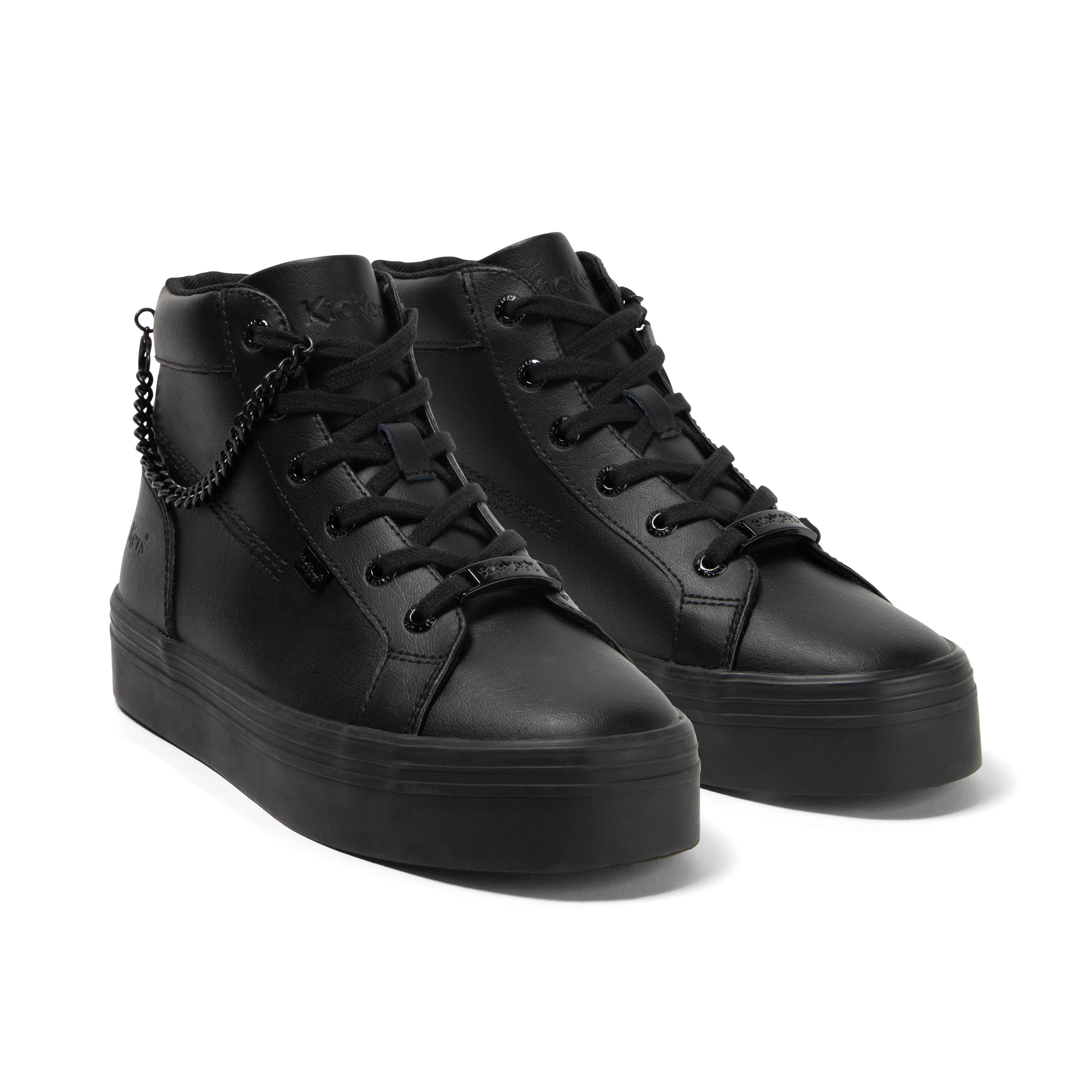 Youth Womens Tovni Hi Stack Chain Leather Black - Image 3