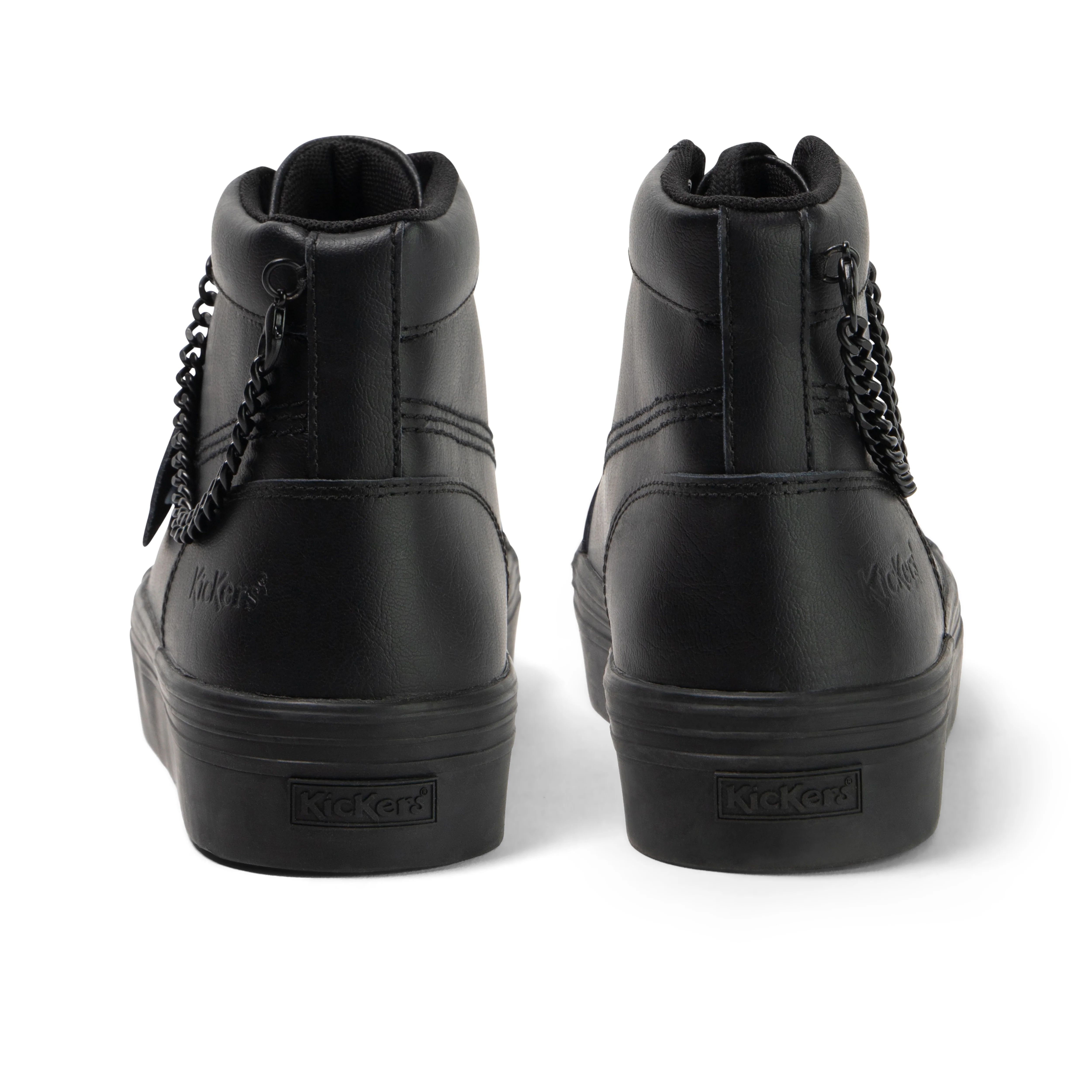 Youth Womens Tovni Hi Stack Chain Leather Black - Image 5