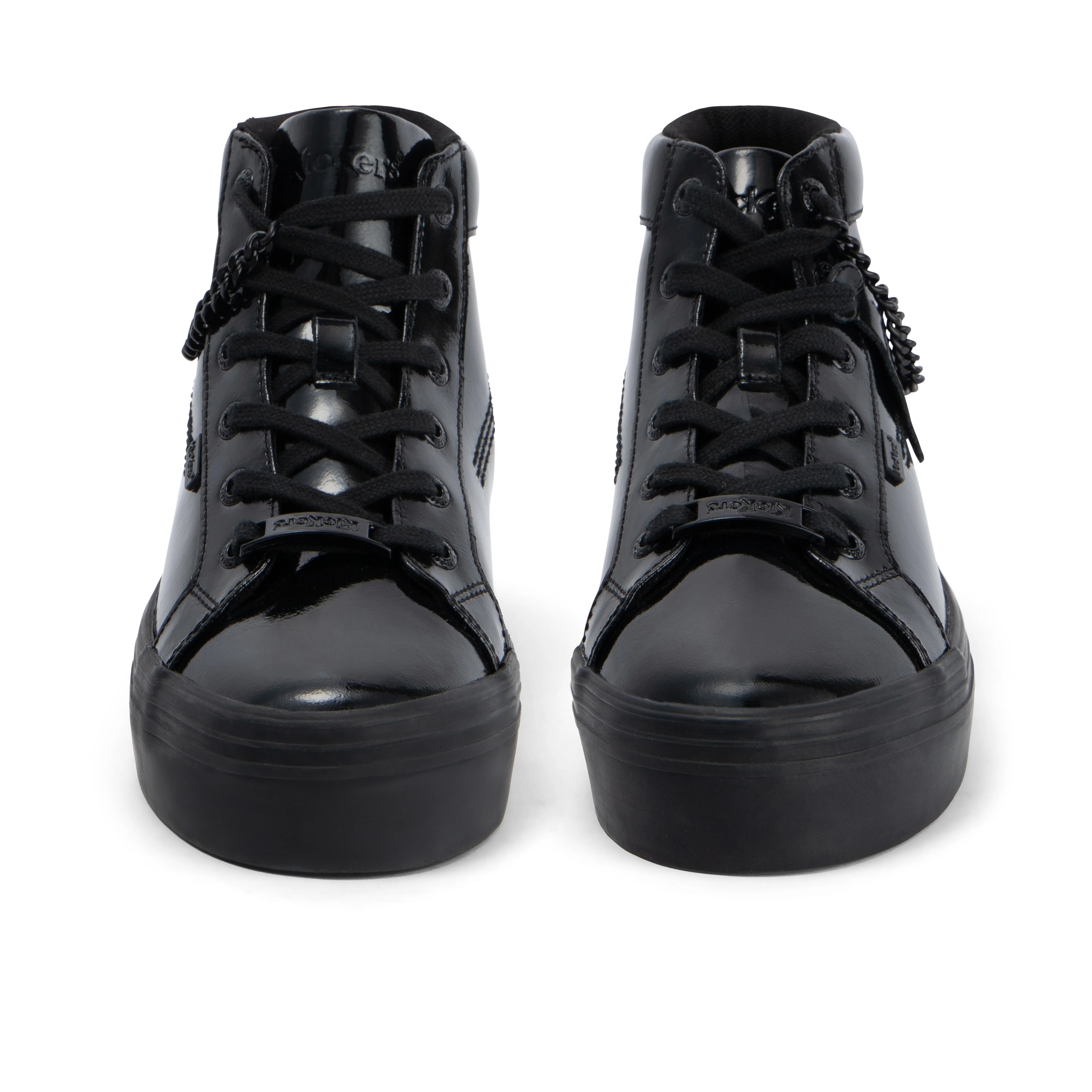 Youth Womens Tovni Hi Stack Chain Patent Leather Black - Image 2