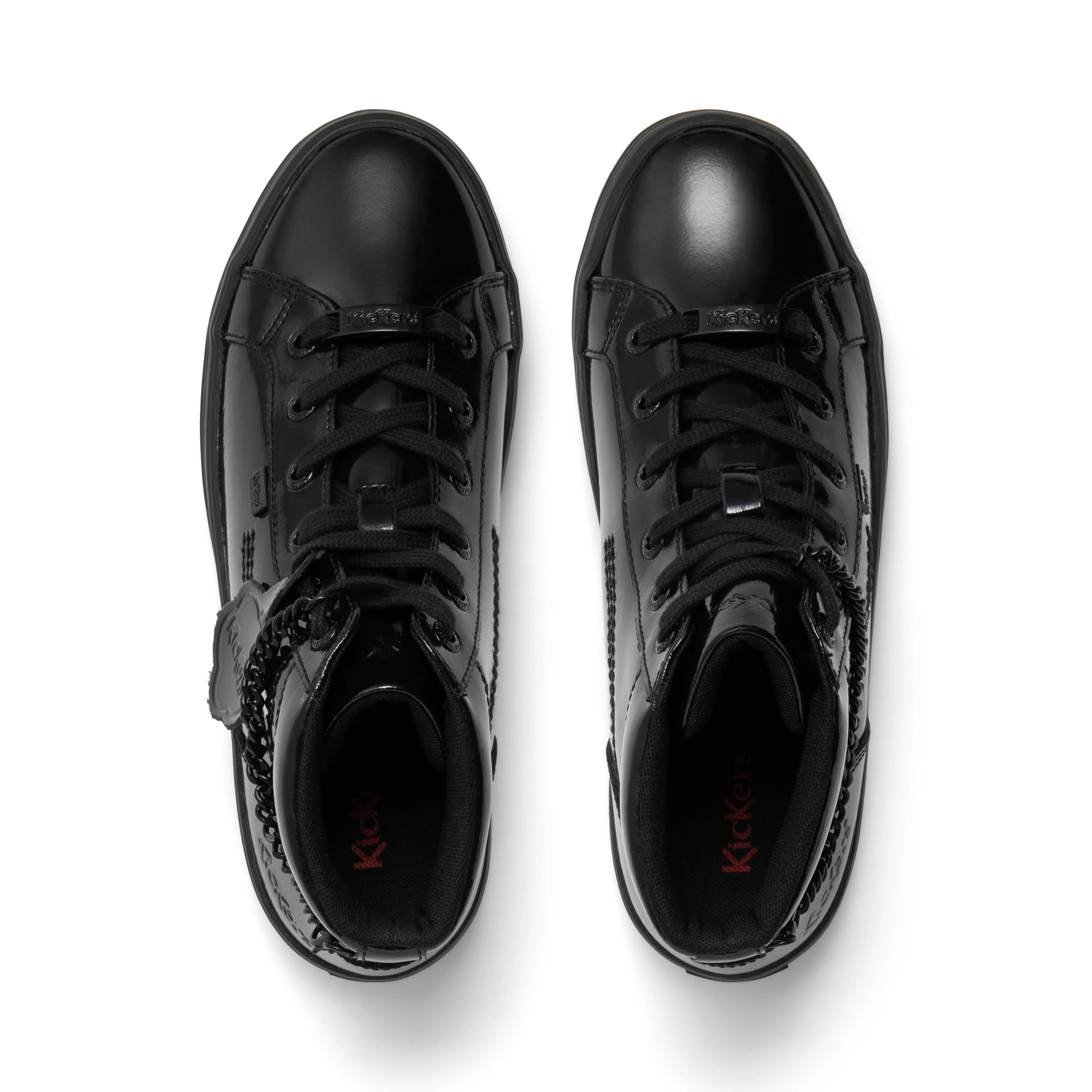 Youth Womens Tovni Hi Stack Chain Patent Leather Black - Image 4