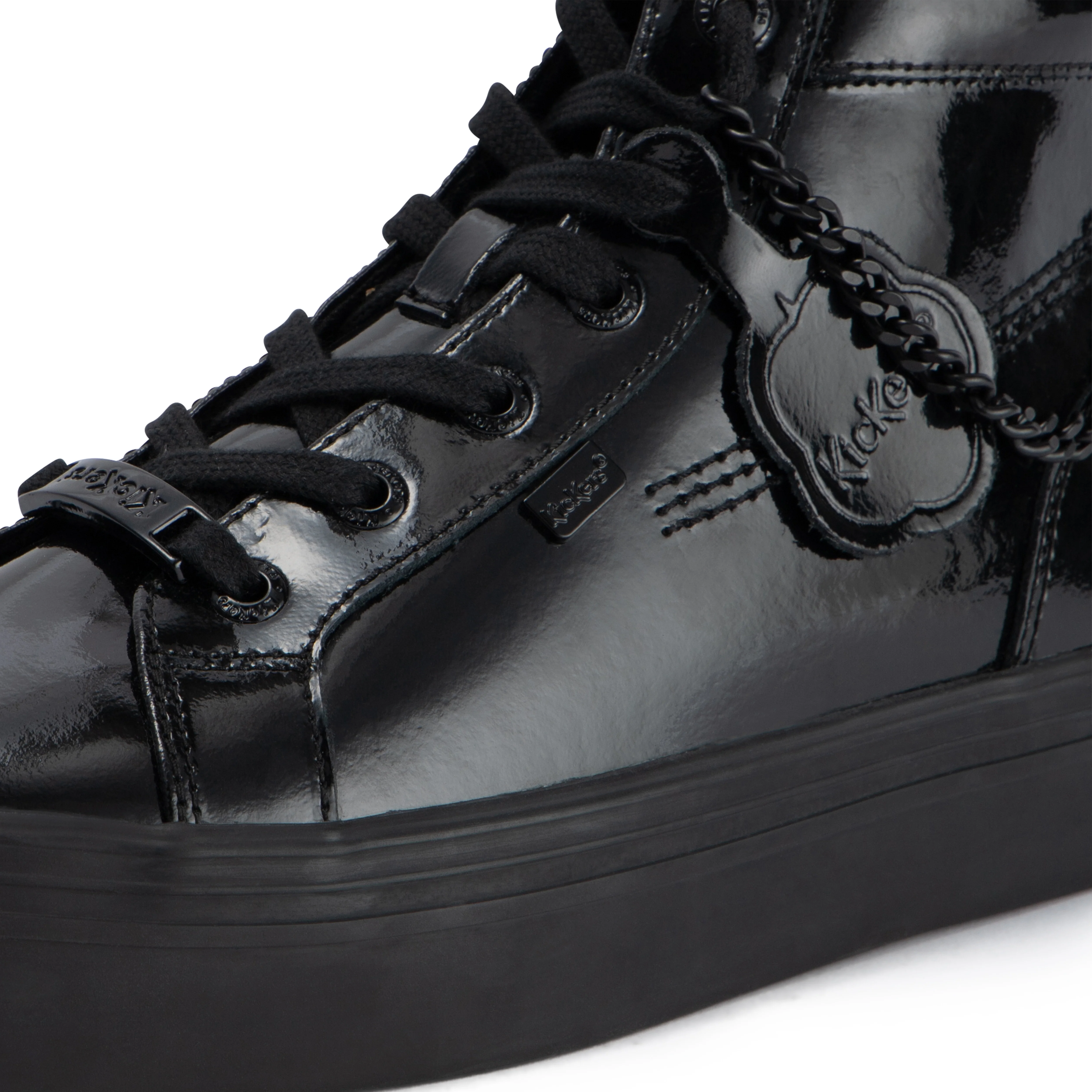 Youth Womens Tovni Hi Stack Chain Patent Leather Black - Image 6